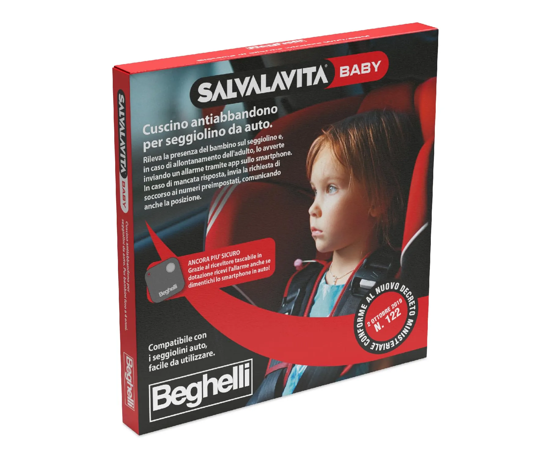 Beghelli Salvalavita Baby Cuscino Antiabbandono per Seggiolini da Auto, fino a 4 anni - immagine 2
