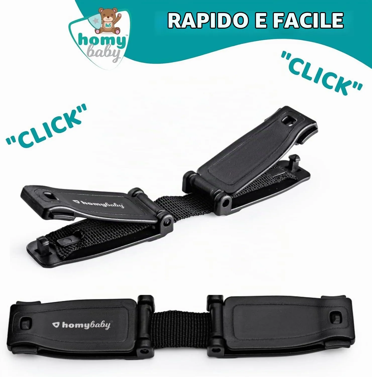 HOMYBABY Dispositivo per Imbracatura Bambini - Fibbia Antifuga per Passeggini e Seggioloni (XL, X1) - immagine 3