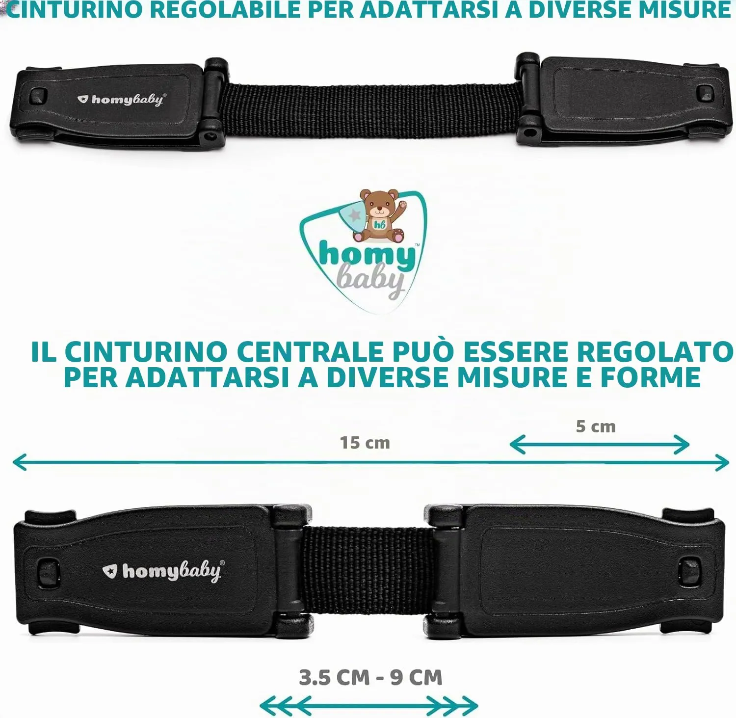 HOMYBABY Dispositivo per Imbracatura Bambini - Fibbia Antifuga per Passeggini e Seggioloni (XL, X1) - immagine 5