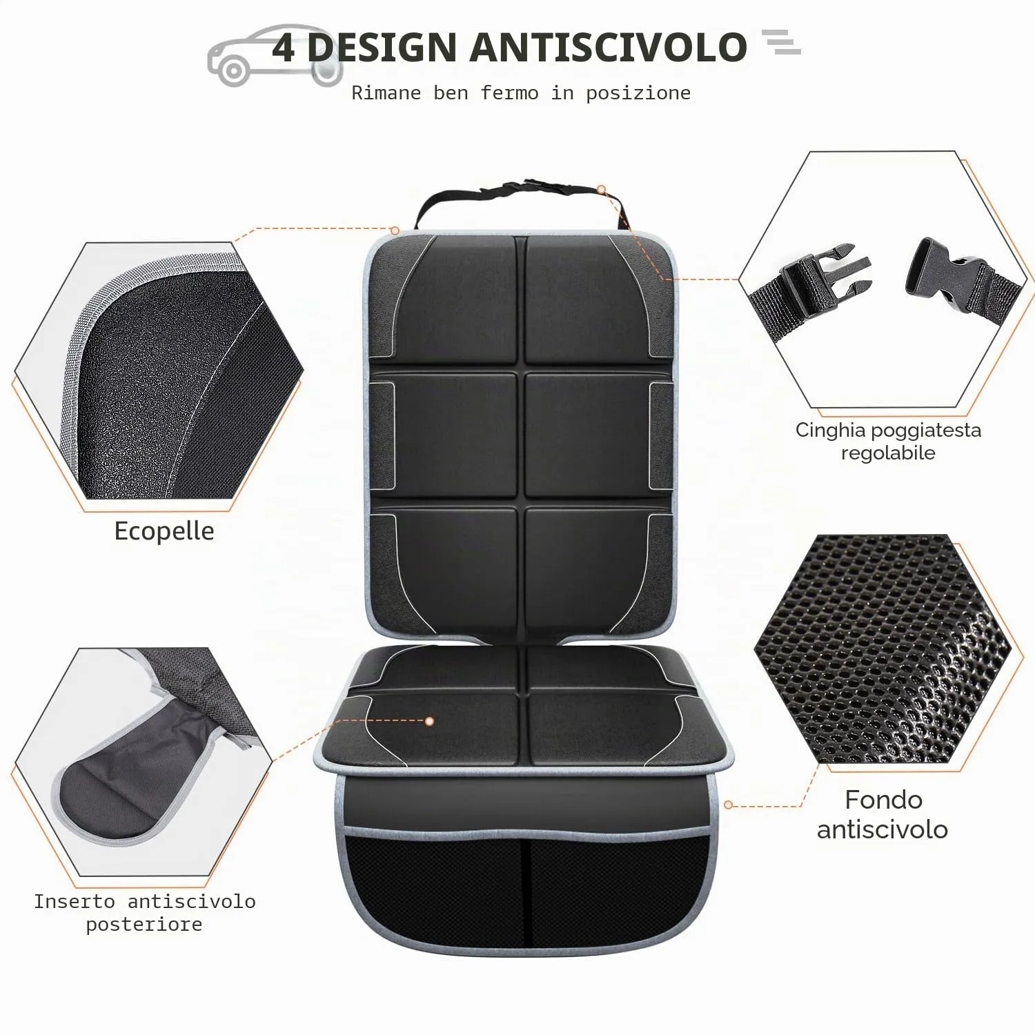 Gimars Protettore di Sedili Auto XL, Compatibile ISOFIX, Tessuto Oxford 600D Impermeabile, Nero-grigio (2 Pezzi) - immagine 4