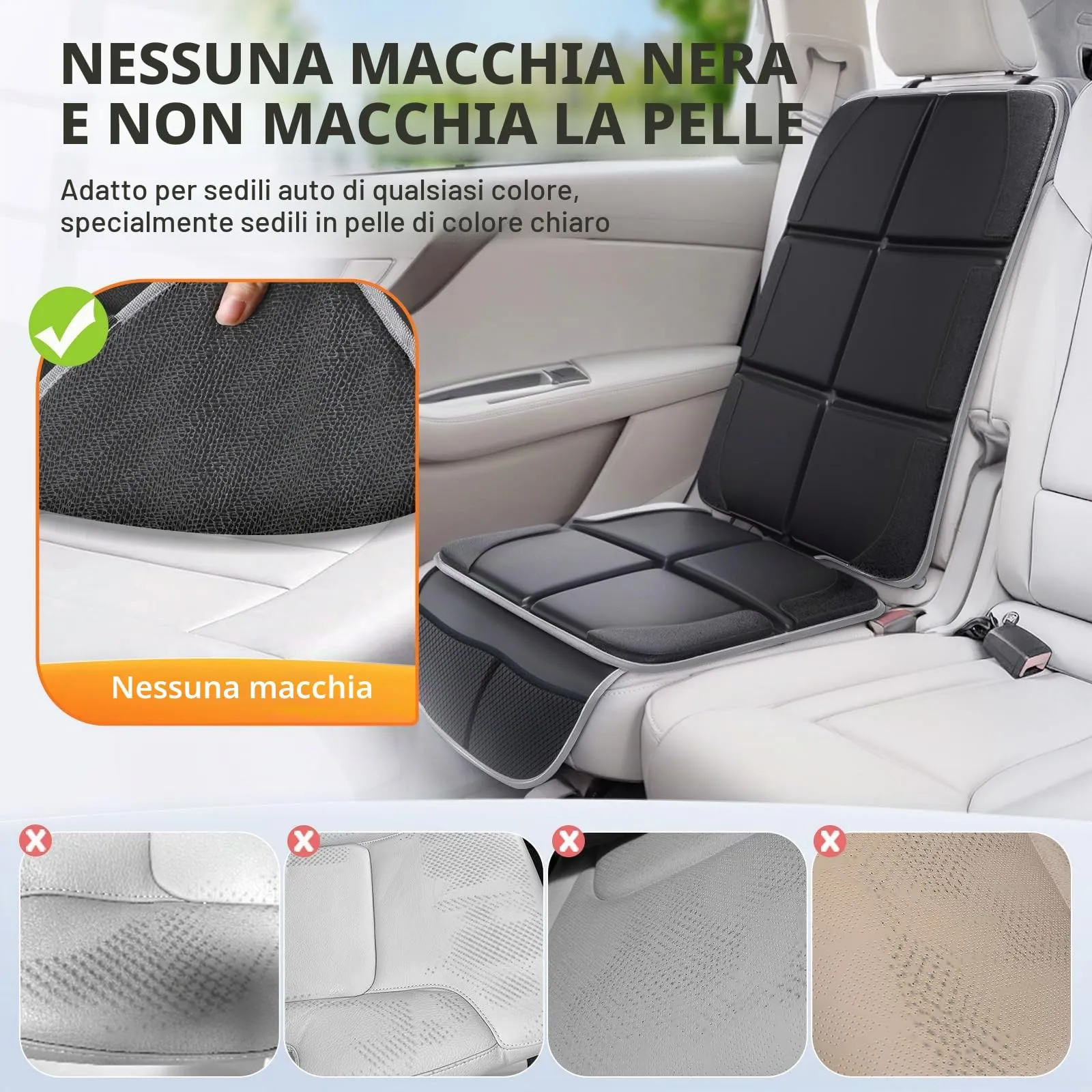Gimars Protettore di Sedili Auto XL, Compatibile ISOFIX, Tessuto Oxford 600D Impermeabile, Nero-grigio (2 Pezzi) - immagine 6