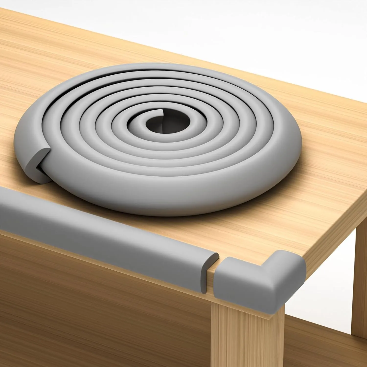 Komfortology Set Sicurezza Bambini Paraspigoli e Bordo Protettivo 4,5 m con 4 Angoli in Gommapiuma, Grigio - immagine 1
