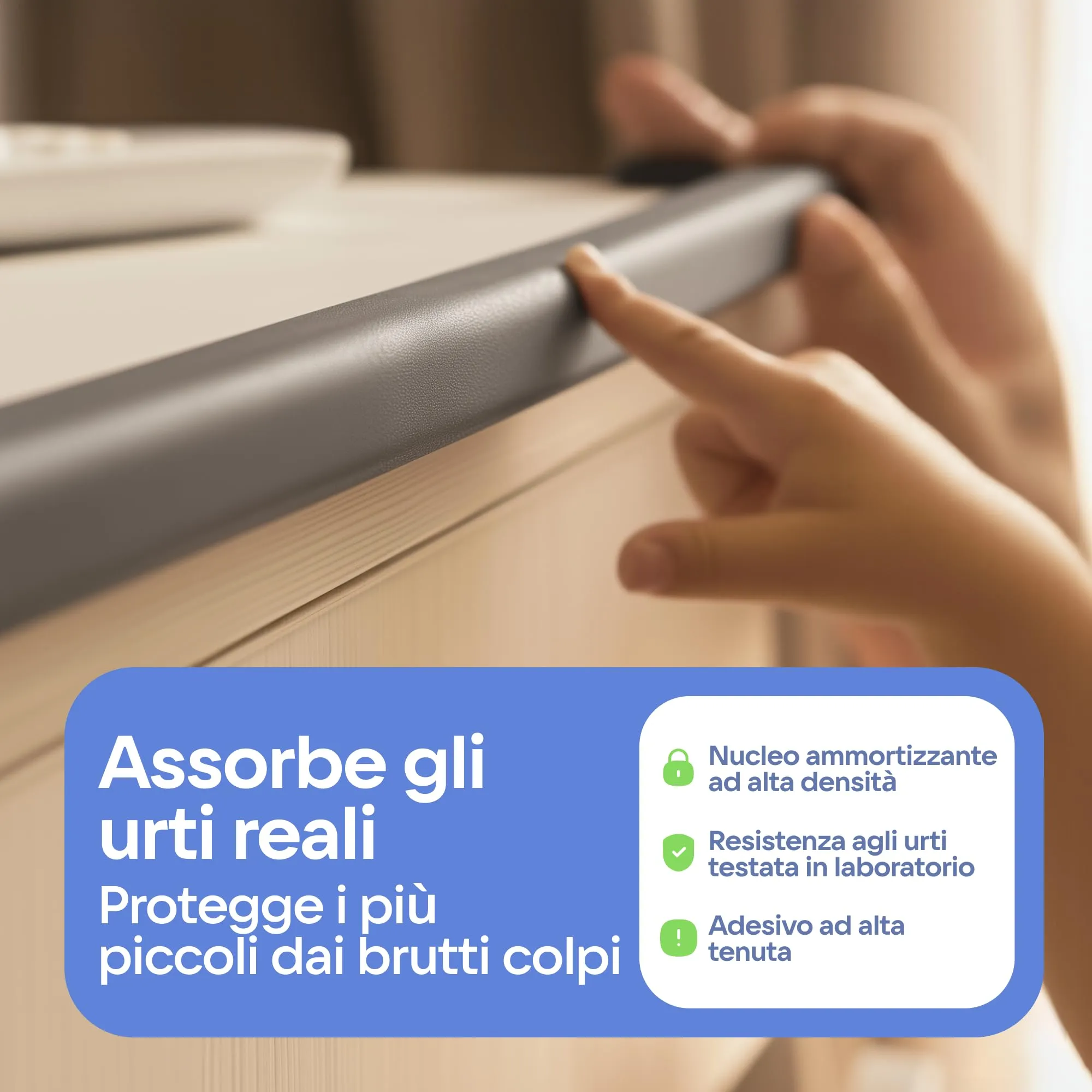 Komfortology Set Sicurezza Bambini Paraspigoli e Bordo Protettivo 4,5 m con 4 Angoli in Gommapiuma, Grigio - immagine 4