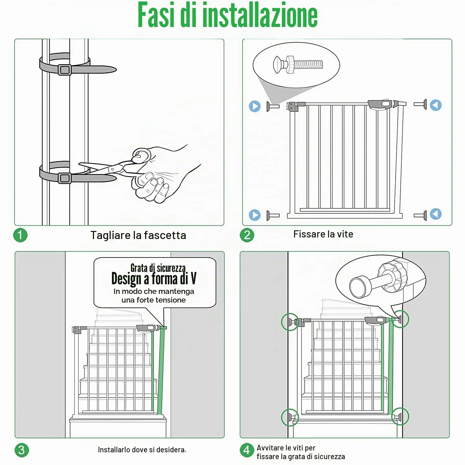 Froadp Cancelletto di Sicurezza per Bambini e Animali, 75-85cm, Bianco - immagine 3