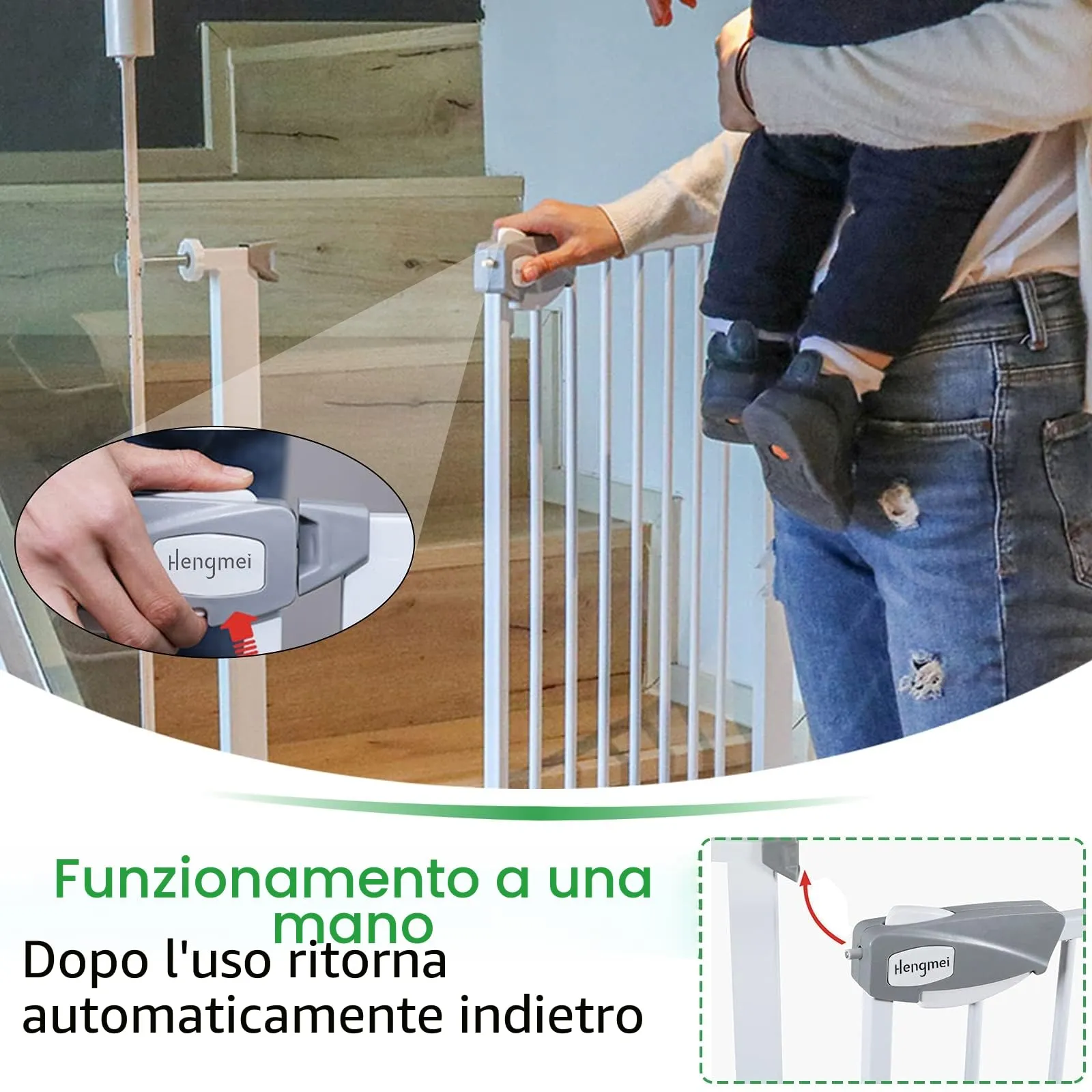 Froadp Cancelletto di Sicurezza per Bambini e Animali, 75-85cm, Bianco - immagine 5