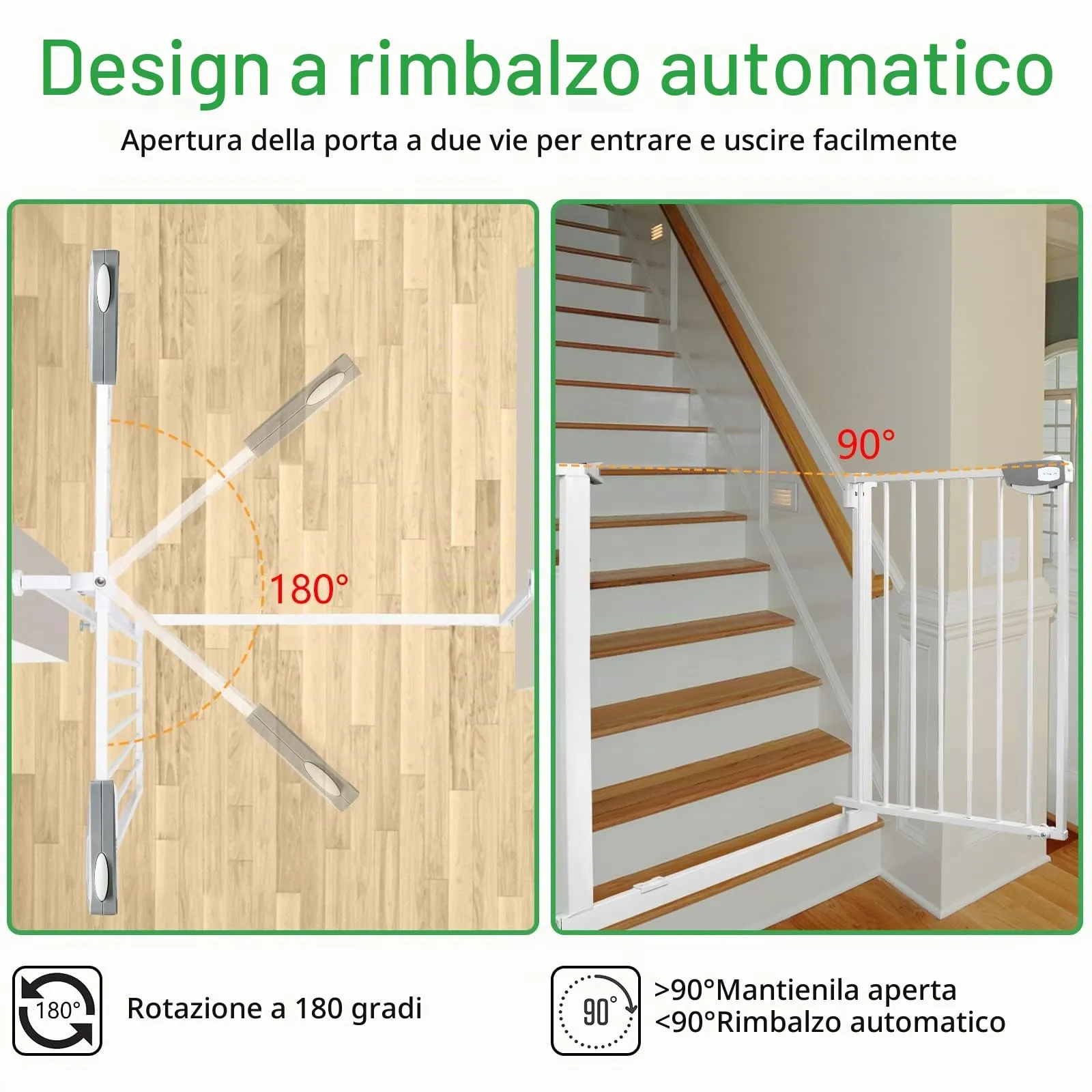 Froadp Cancelletto di Sicurezza per Bambini e Animali, Bianco, 105-115cm - immagine 4