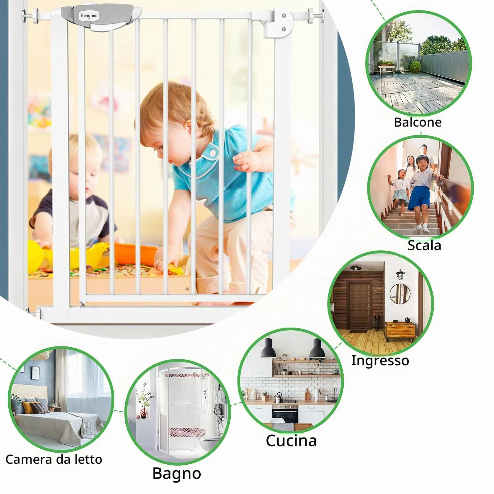 Froadp Cancelletto di Sicurezza per Bambini e Animali, Bianco, 105-115cm - immagine 8