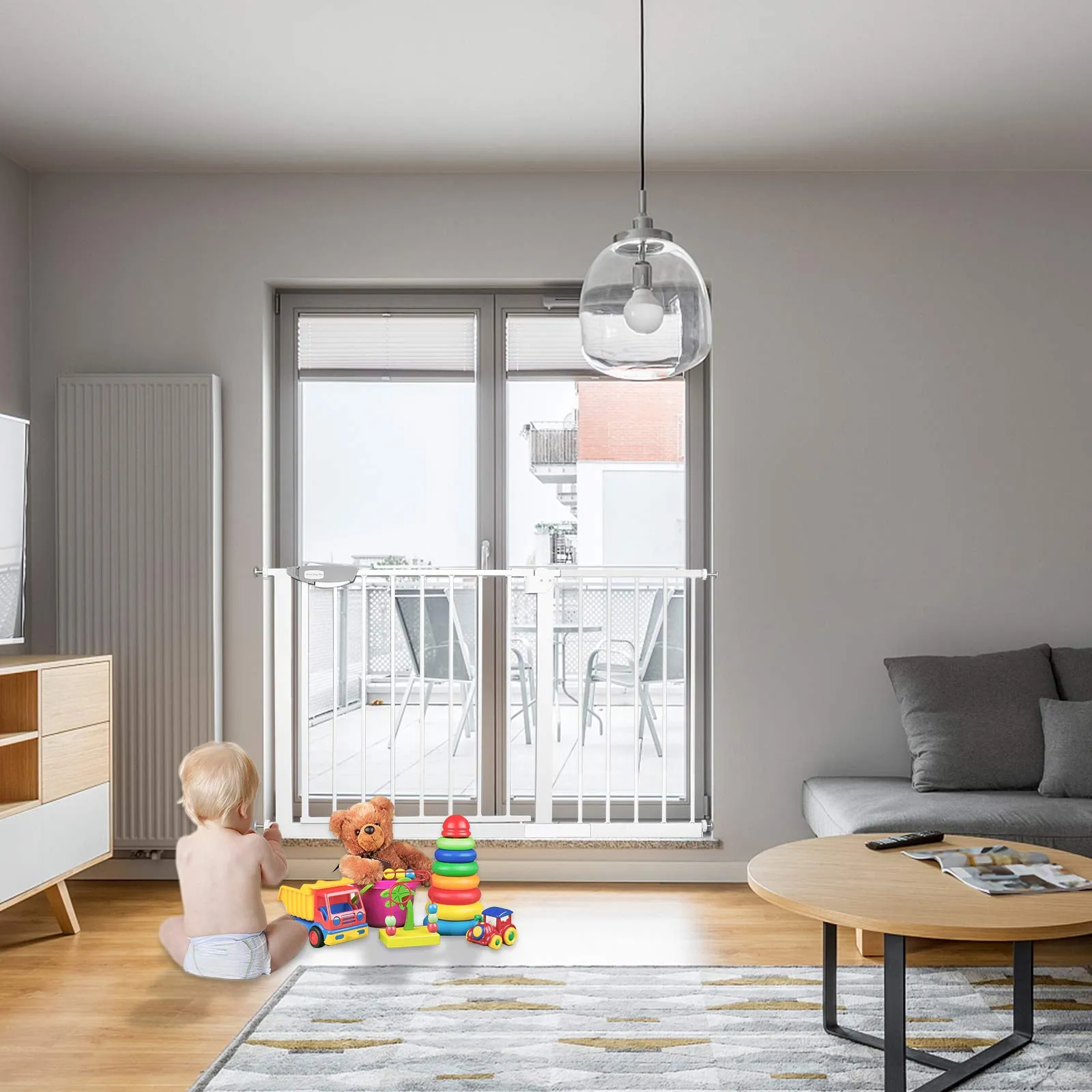 Froadp Cancelletto di Sicurezza per Bambini e Animali, Bianco, 105-115cm - immagine 9