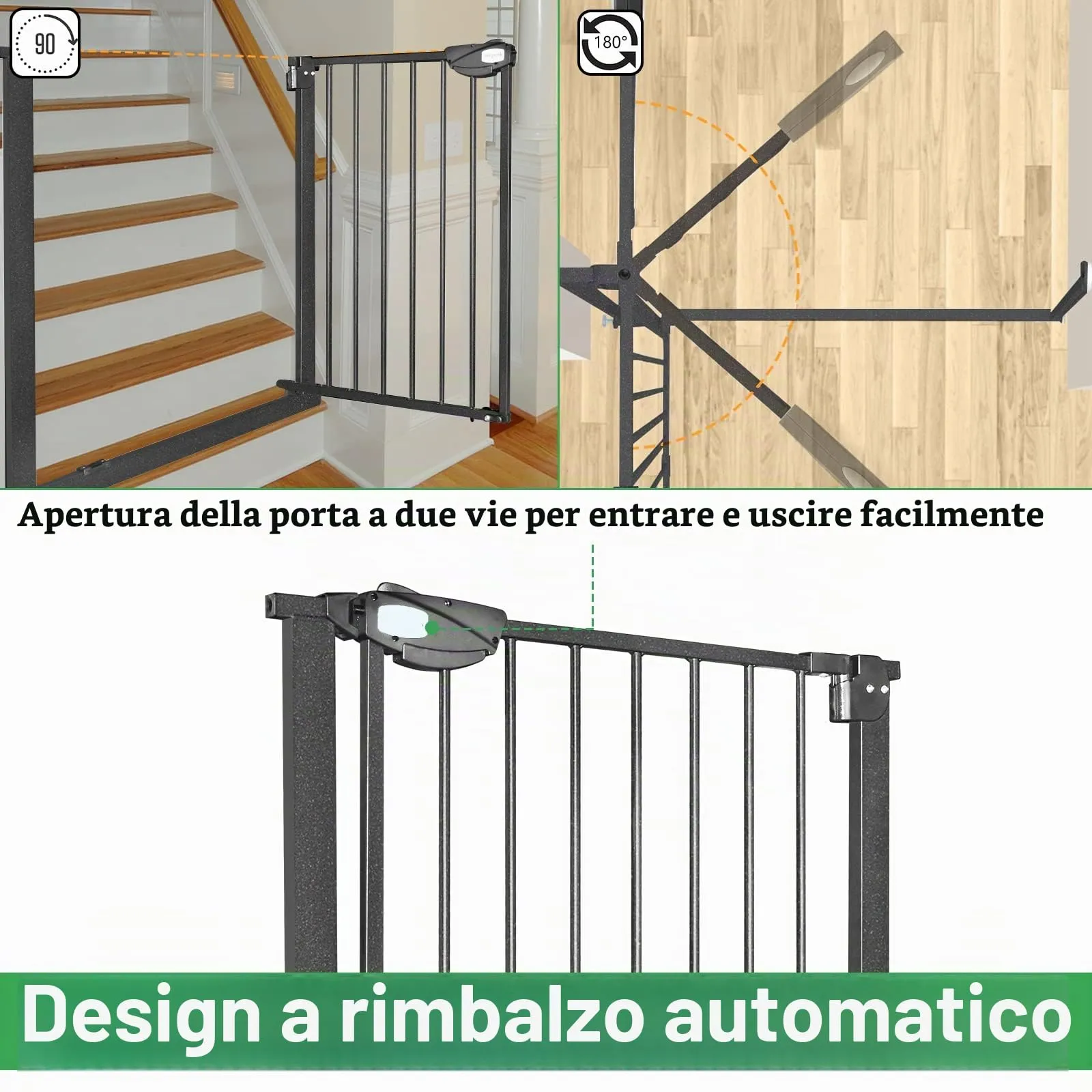 Froadp Cancelletto di Sicurezza per Bambini e Animali, 85-95cm, Nero - immagine 4