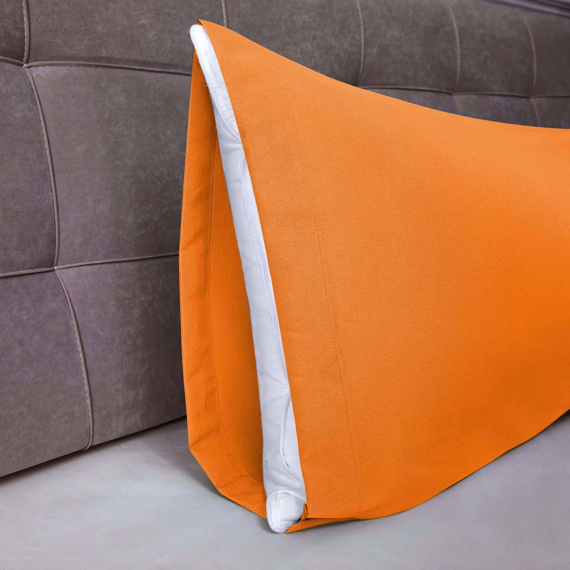 Poligino Federe Cuscini Letto Matrimoniale in Cotone Oeko-TEX 45x135 cm - Arancione - immagine 3