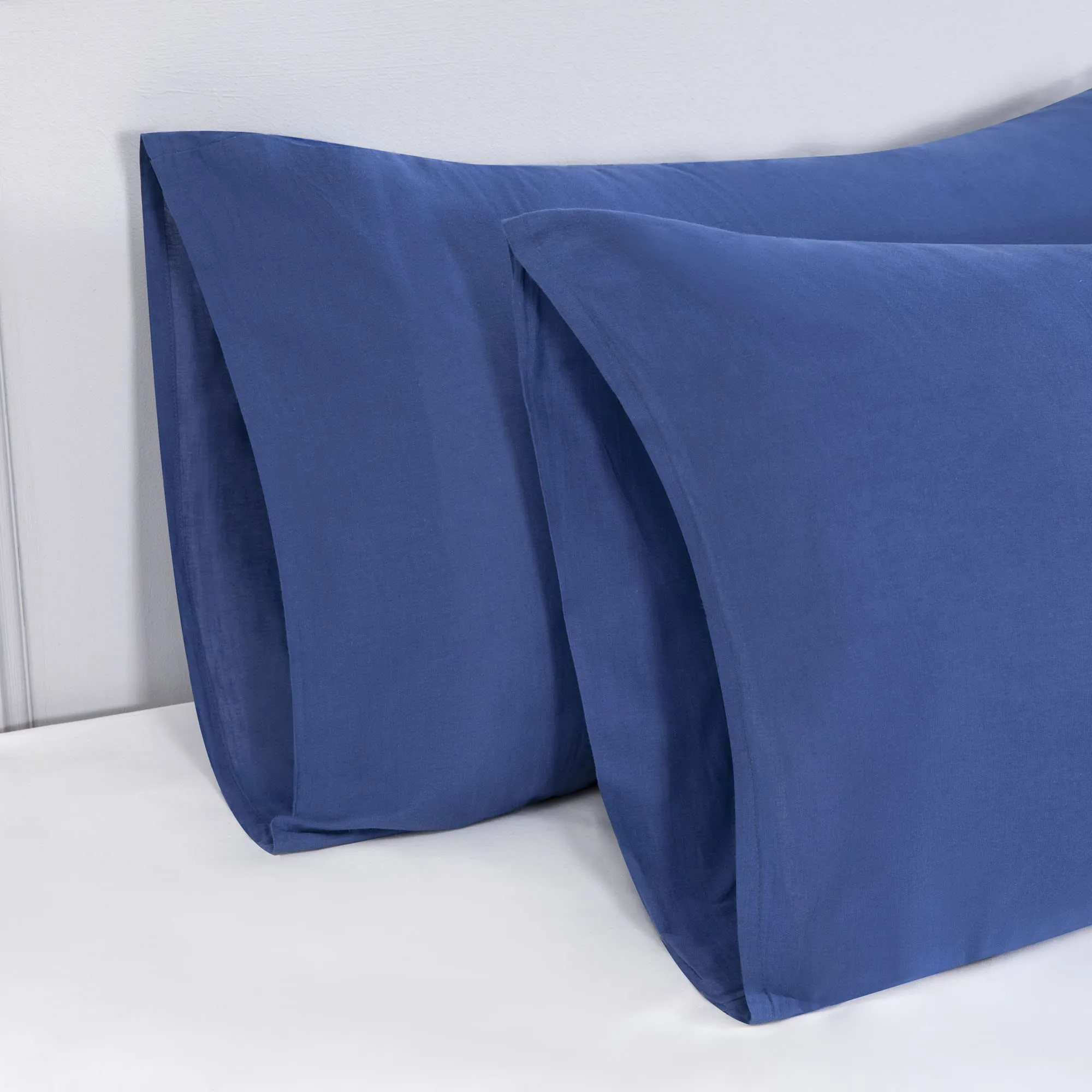 Poligino Set 2 Federe Cuscini Letto Matrimoniale in Cotone 40x70 cm, Blu - immagine 3