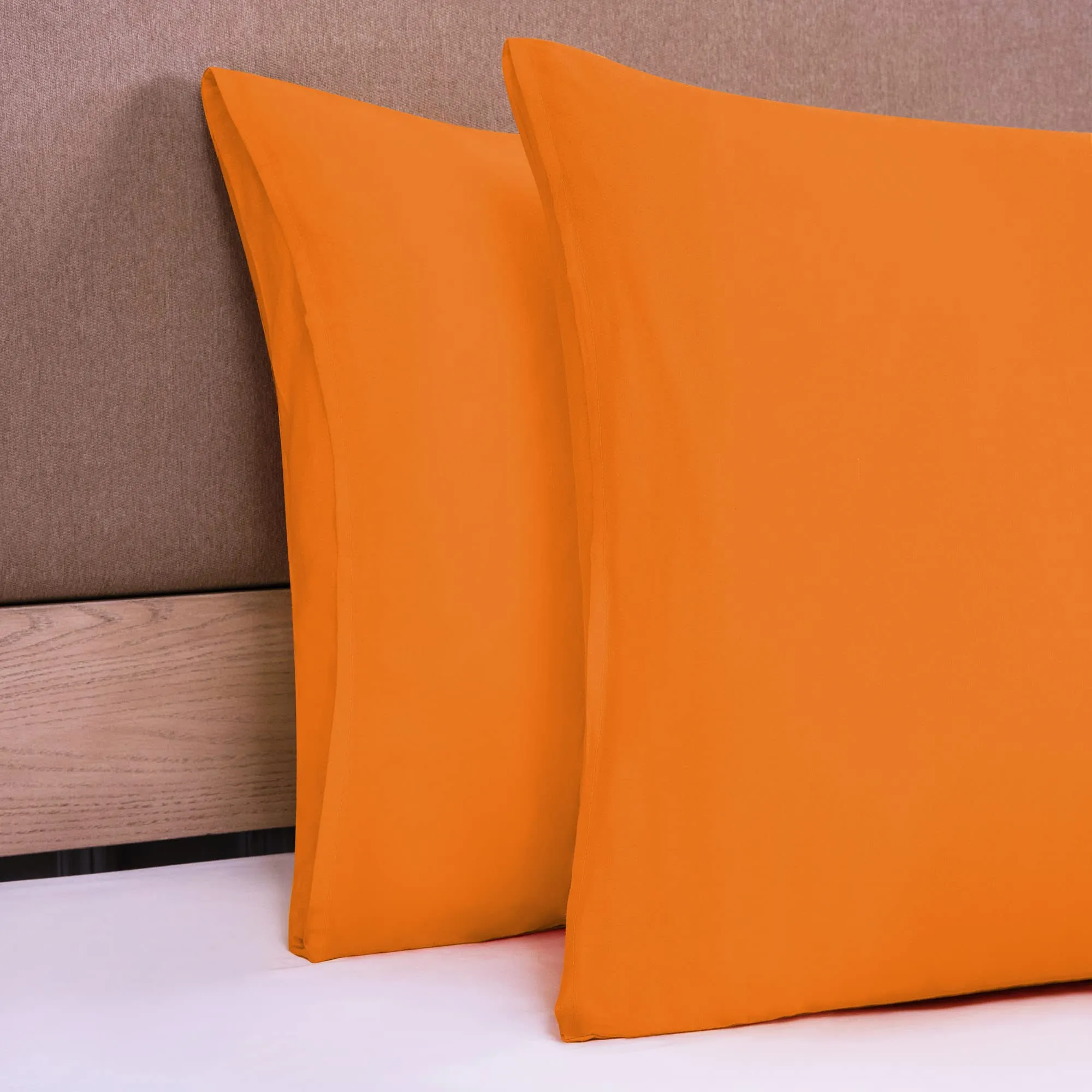 Poligino Federe Cuscini Letto Matrimoniale in Cotone 65x65 cm, Set 2 Pezzi, Arancione - immagine 3