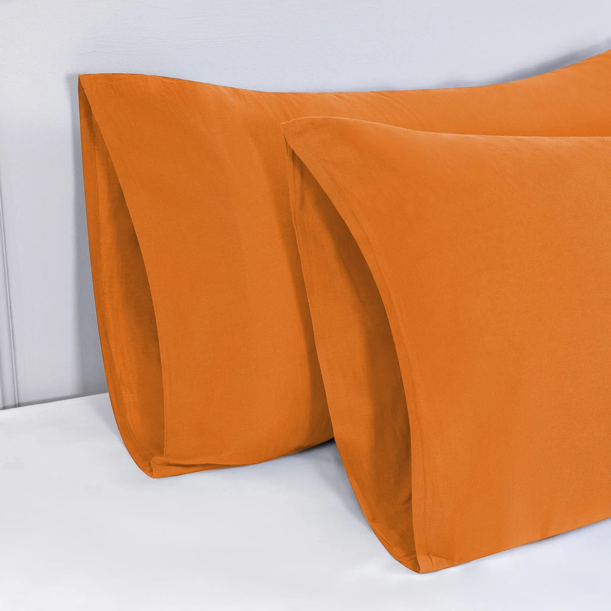 Poligino Set 2 Federe Cuscini Letto Matrimoniale in Cotone 50x80 cm, Arancione - immagine 3