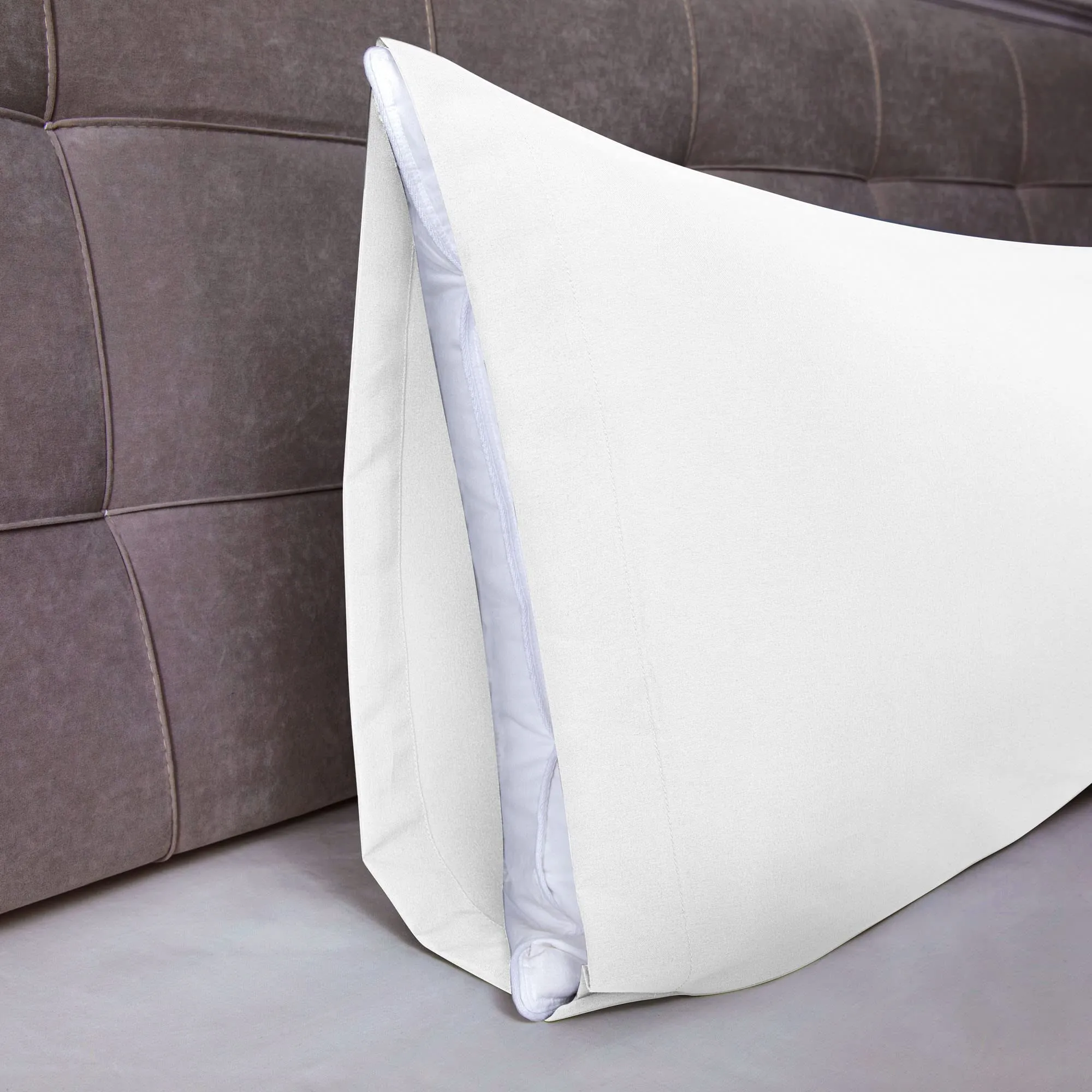 Poligino Federe Cuscini Letto Matrimoniale in Cotone Oeko-Tex 45x150 cm, Bianco - immagine 3