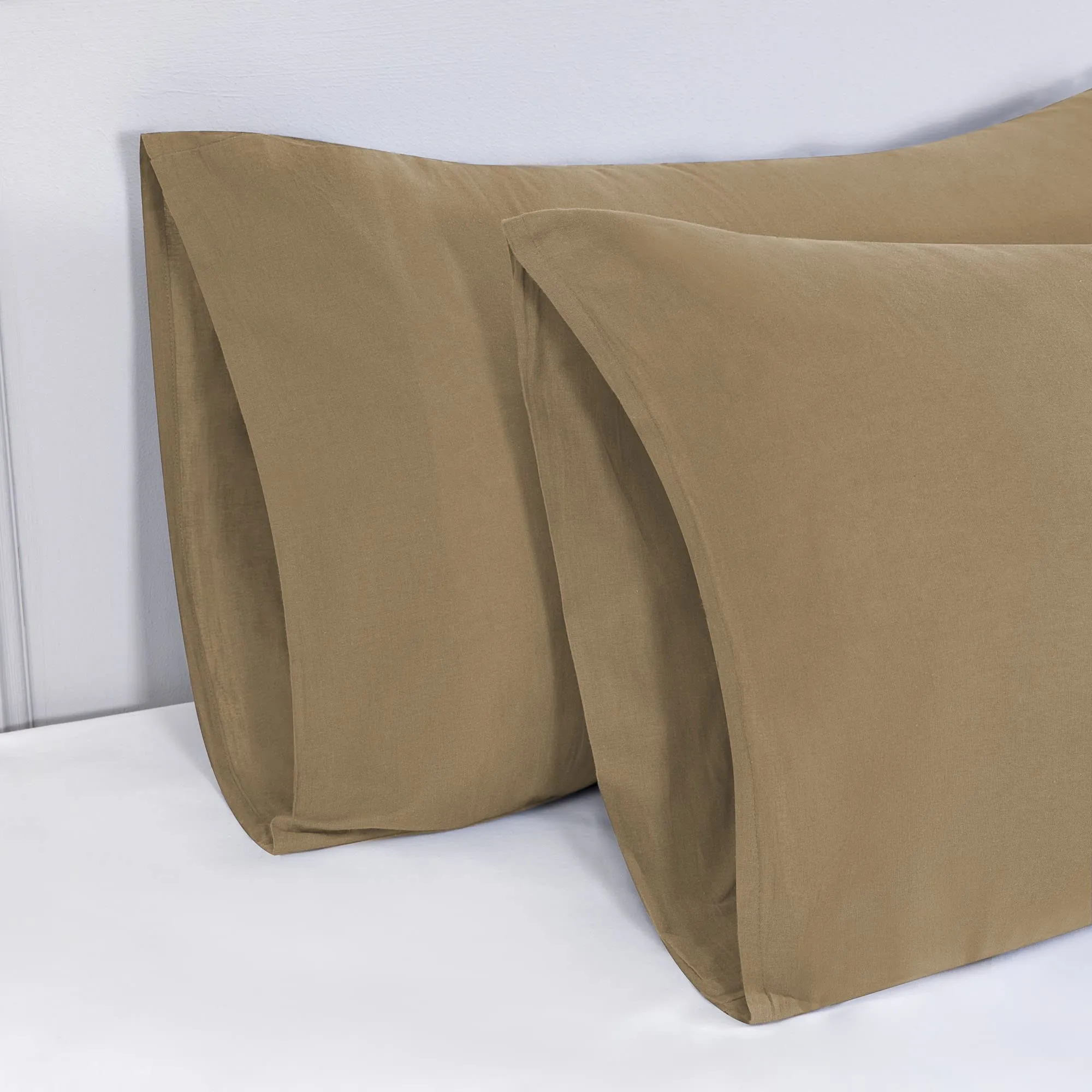 Poligino Federe Cuscini Letto Matrimoniale in Cotone 50x70 cm, Set 2, Tortora - immagine 3