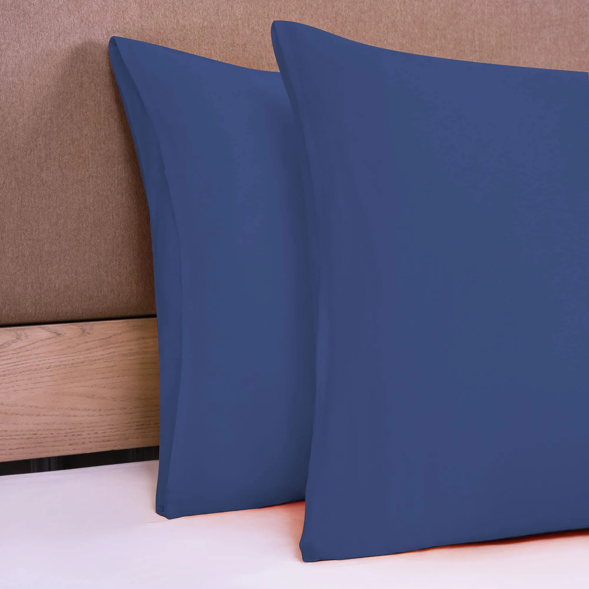 Poligino Federe Cuscini Letto Matrimoniale in Cotone 65x65 cm, Set 2 Pezzi, Oeko-TEX, Blu - immagine 3