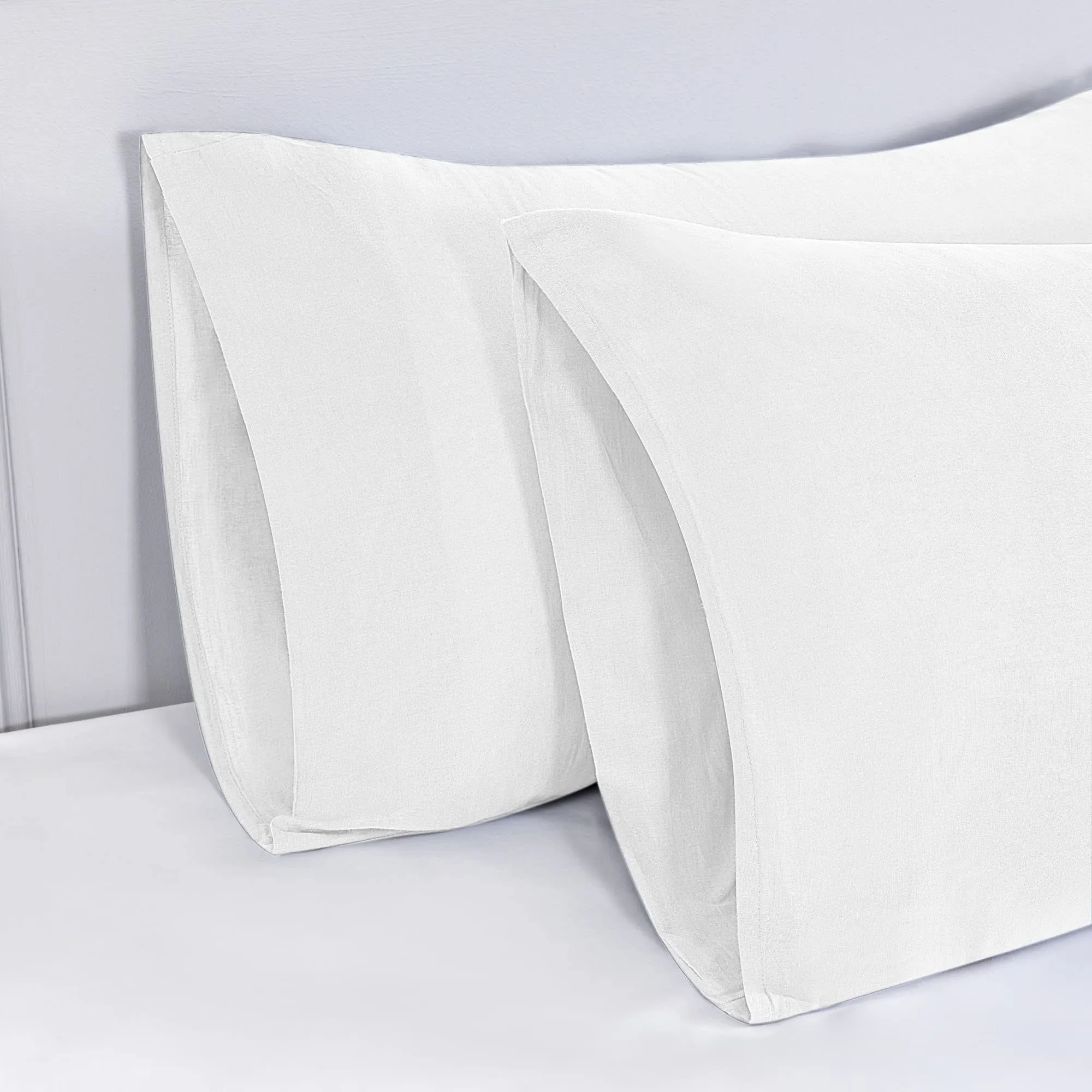Poligino Federe Cuscini Letto Matrimoniale in Cotone 50x70 cm, Set 2 Pezzi, Certificato Oeko-TEX, Bianco - immagine 3