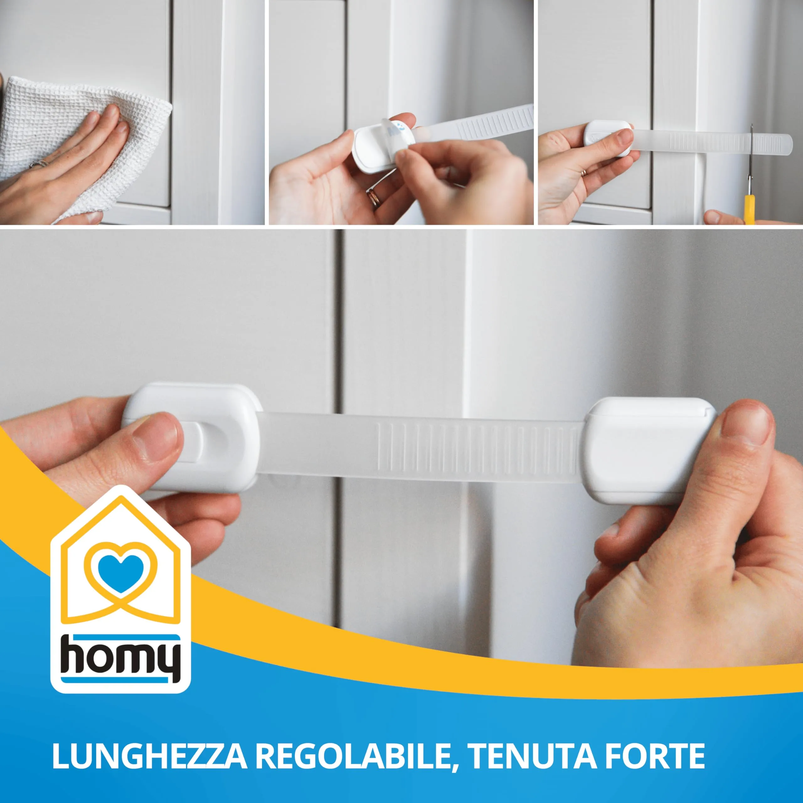 Homy Kit 8 Blocca Cassetti di Sicurezza per Bambini e Protezione per Mobili - immagine 3