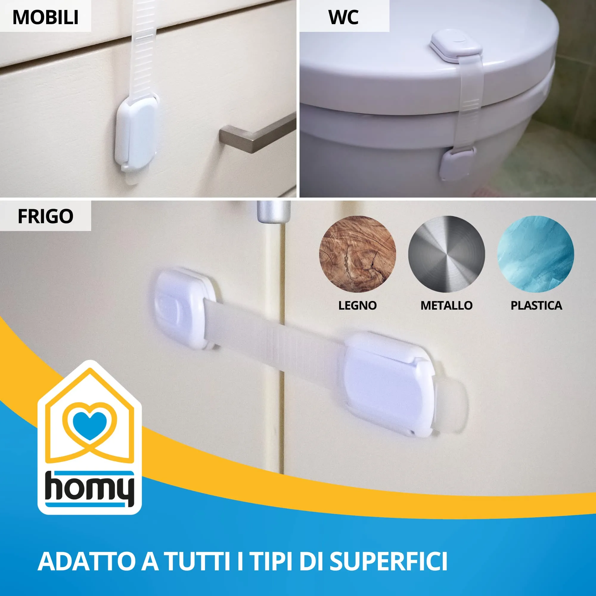 Homy Kit 8 Blocca Cassetti di Sicurezza per Bambini e Protezione per Mobili - immagine 4