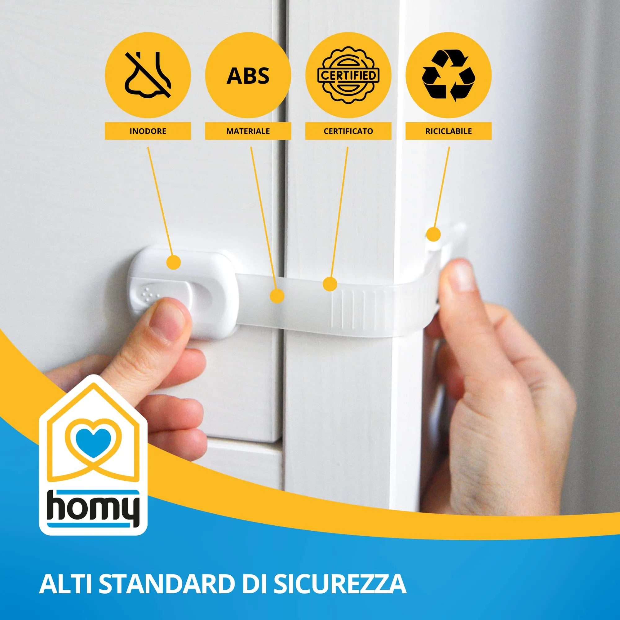 Homy Kit 8 Blocca Cassetti di Sicurezza per Bambini e Protezione per Mobili - immagine 5