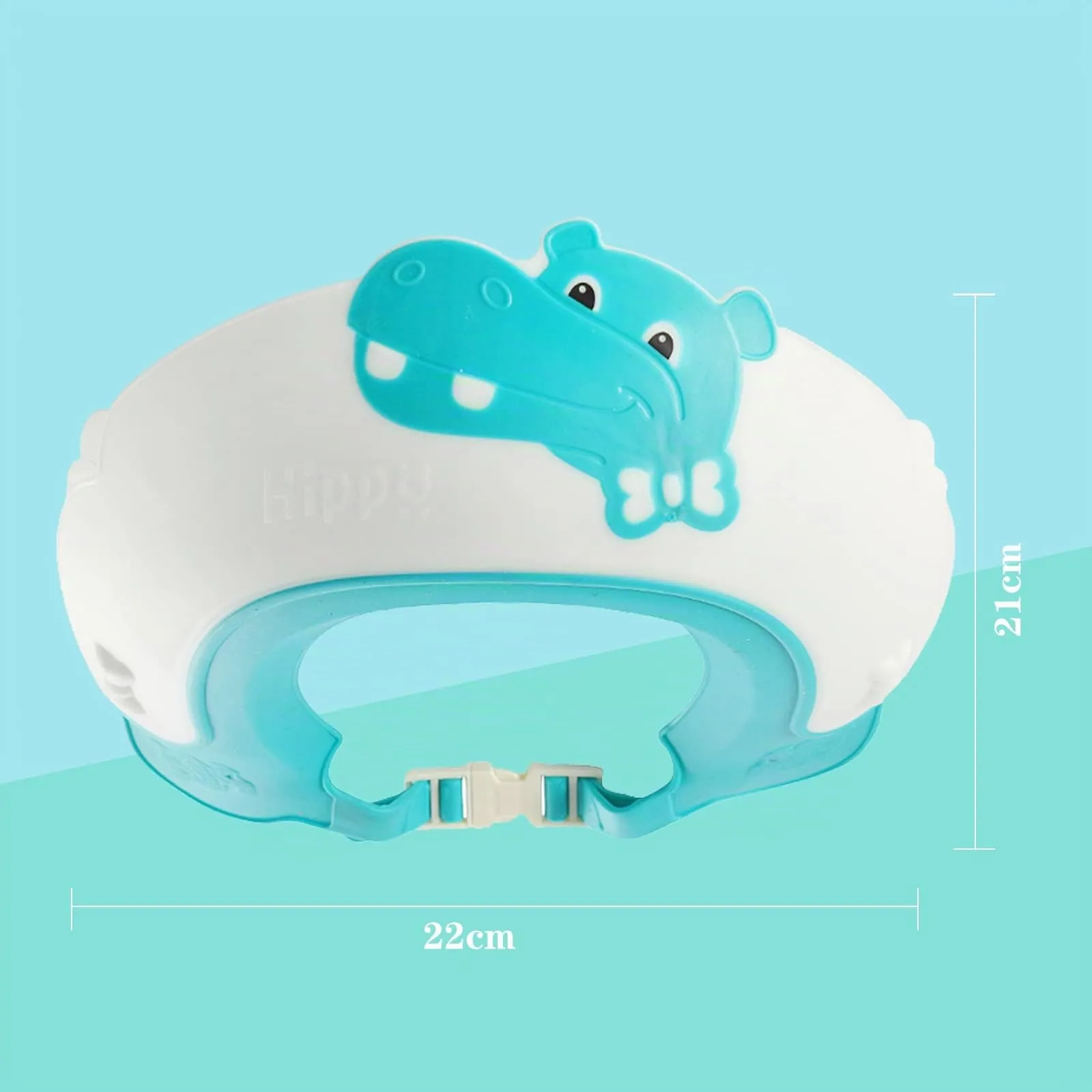 FUSACONY Cappello Doccia per Bambini, Visiera in Silicone Regolabile (Ippopotamo Blu) - immagine 6