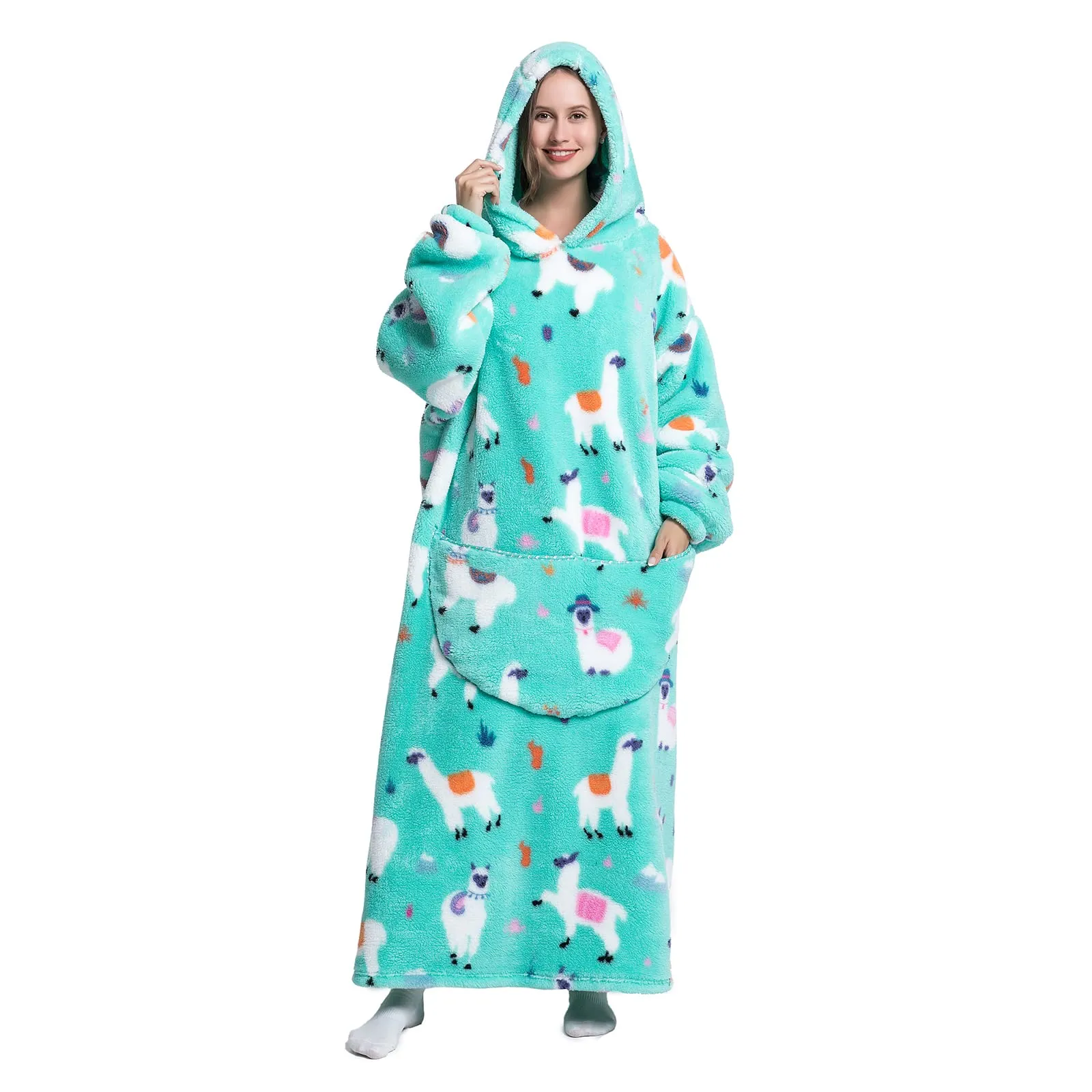 JOREAY Felpa con Cappuccio Coperta Oversize, Alpaca - immagine 4