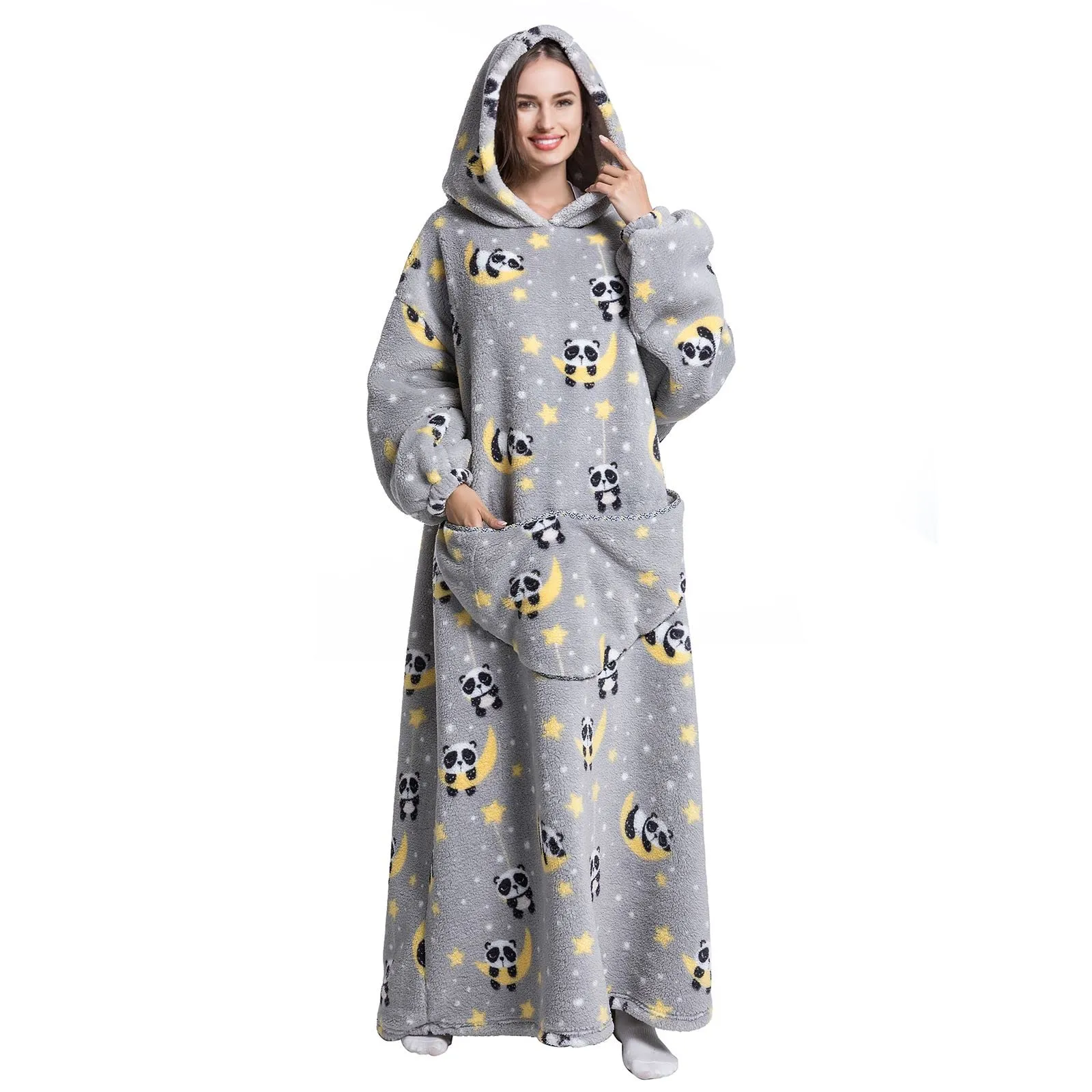 JOREAY Felpa con Cappuccio Coperta Oversize, Pandas - immagine 1