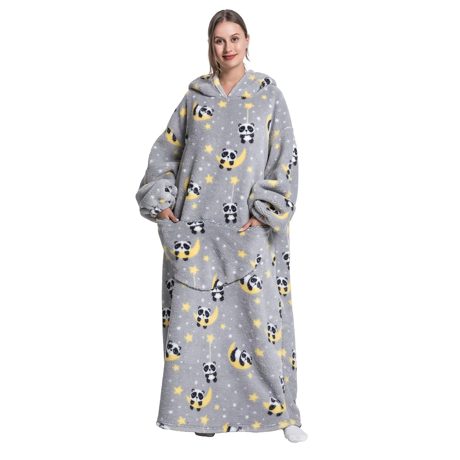 JOREAY Felpa con Cappuccio Coperta Oversize, Pandas - immagine 2