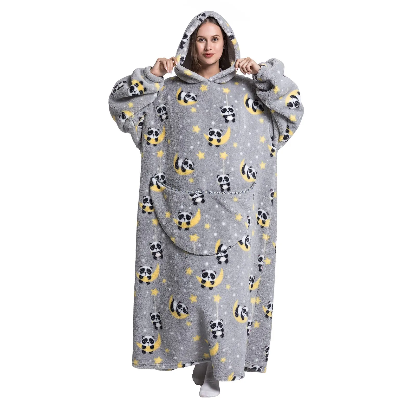 JOREAY Felpa con Cappuccio Coperta Oversize, Pandas - immagine 3