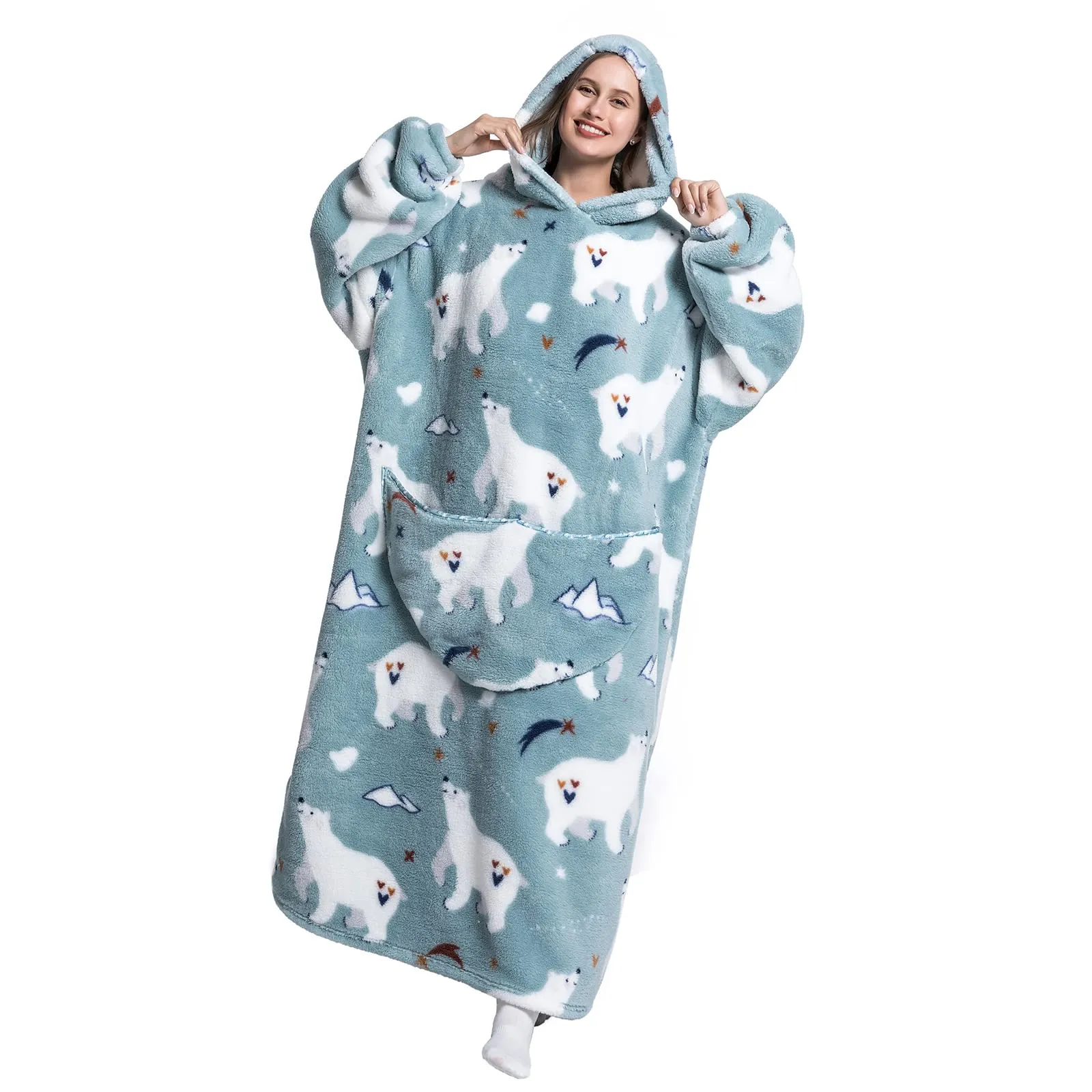 JOREAY Coperta con Cappuccio Oversize per Adulti, Orso - immagine 3