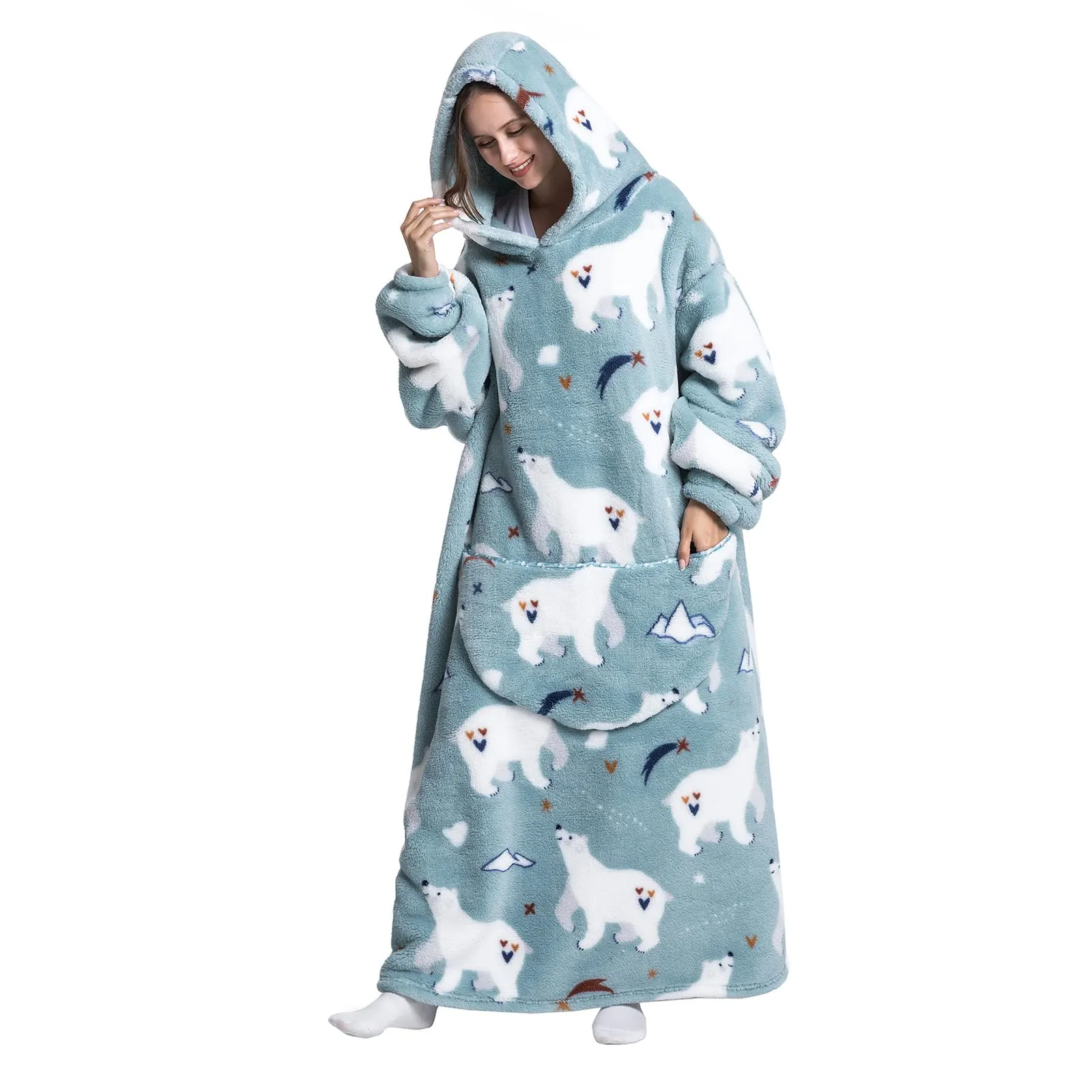 JOREAY Coperta con Cappuccio Oversize per Adulti, Orso - immagine 4