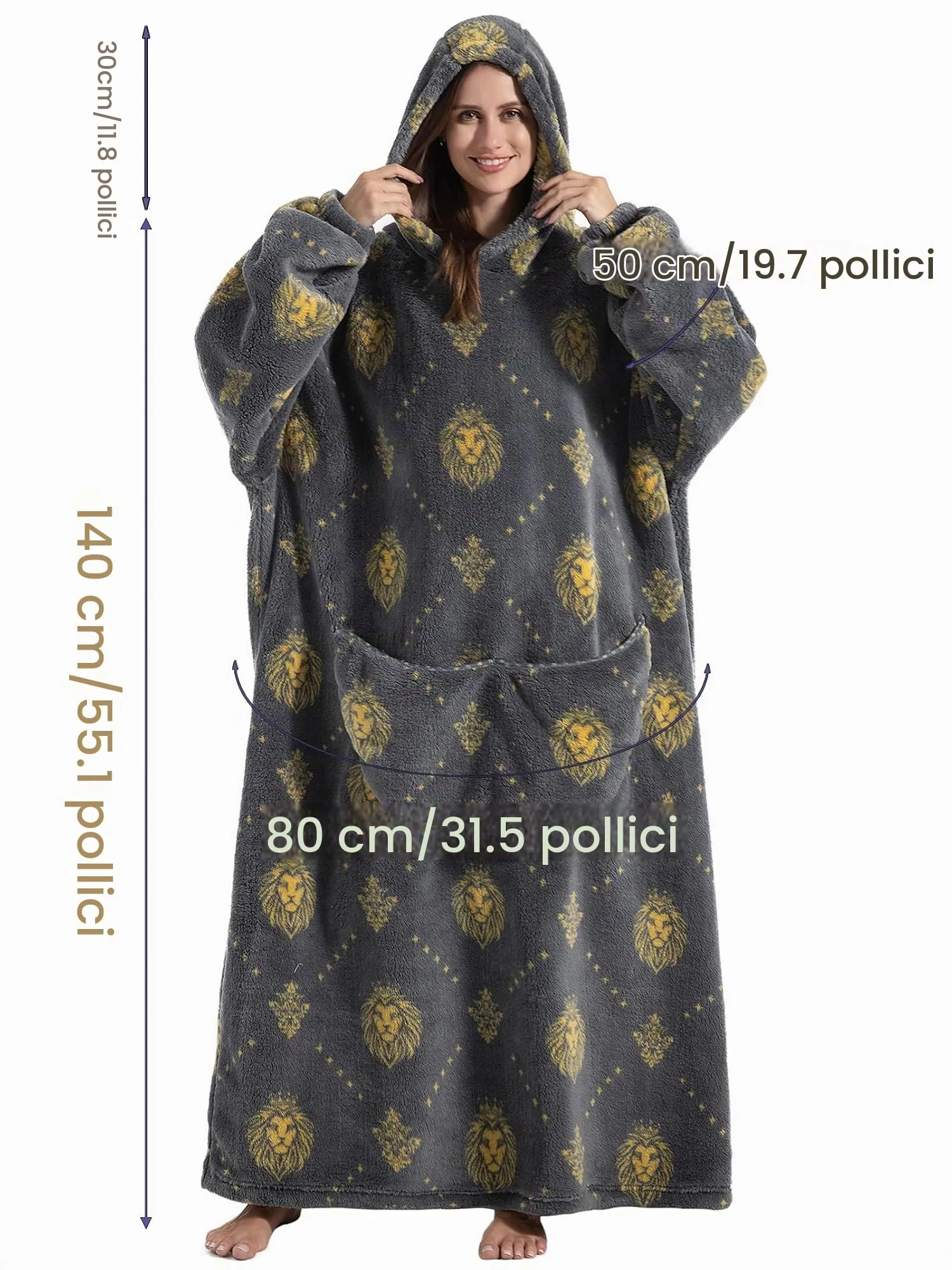 JOREAY Coperta con Cappuccio Oversize per Adulti, Orso - immagine 6