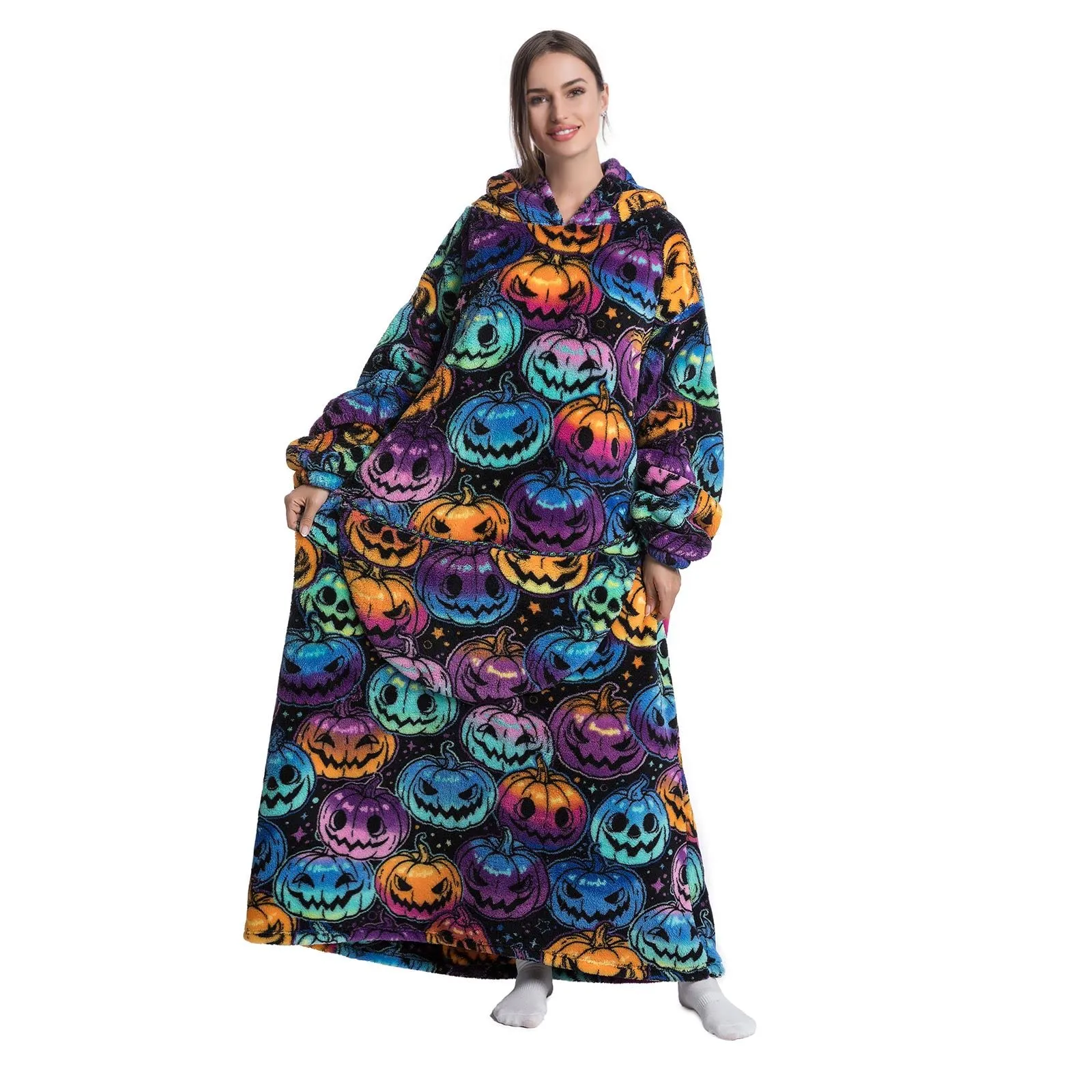 JOREAY Felpa con Cappuccio Coperta Oversize, Zucca - immagine 1