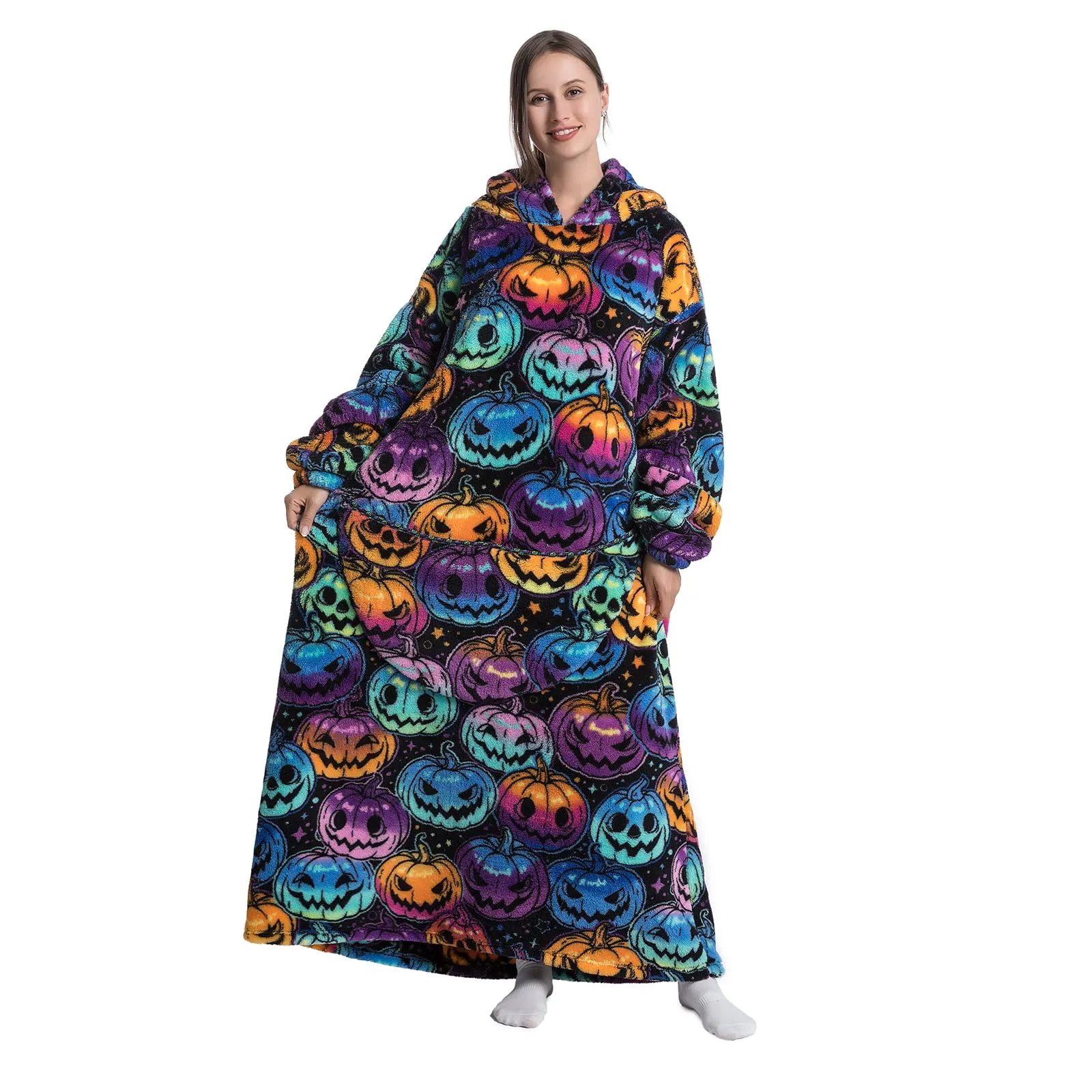 JOREAY Felpa con Cappuccio Coperta Oversize, Zucca - immagine 2