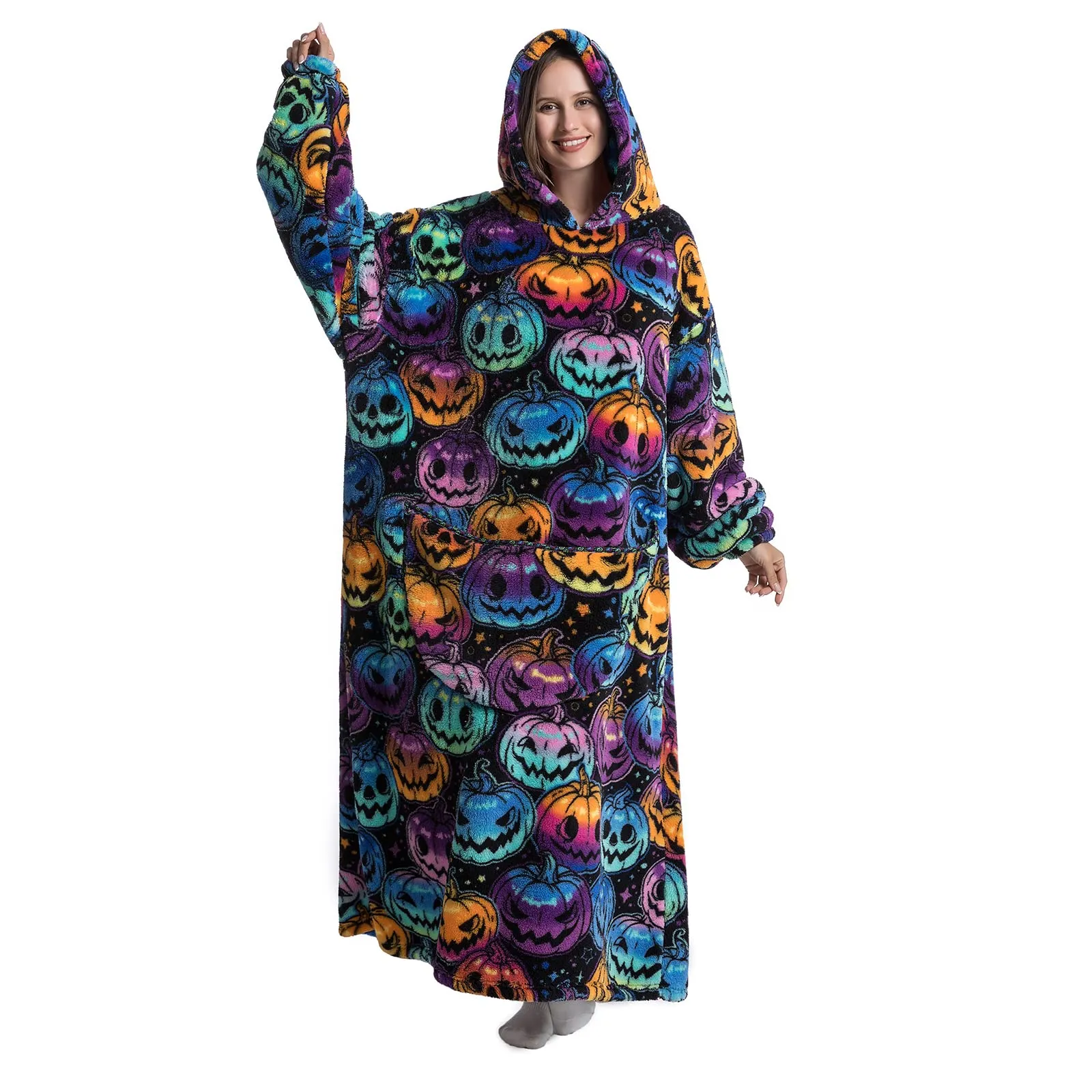 JOREAY Felpa con Cappuccio Coperta Oversize, Zucca - immagine 3