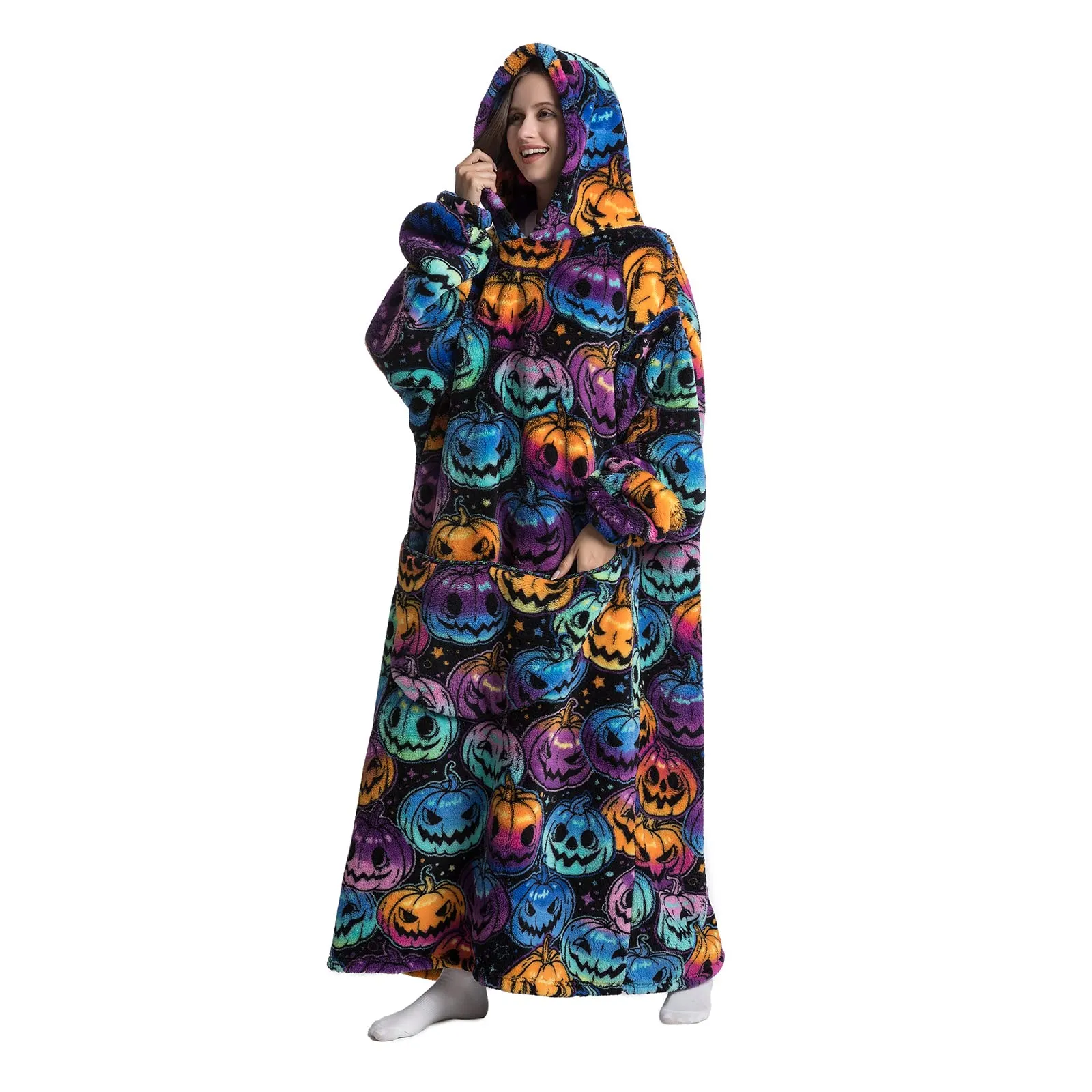 JOREAY Felpa con Cappuccio Coperta Oversize, Zucca - immagine 4