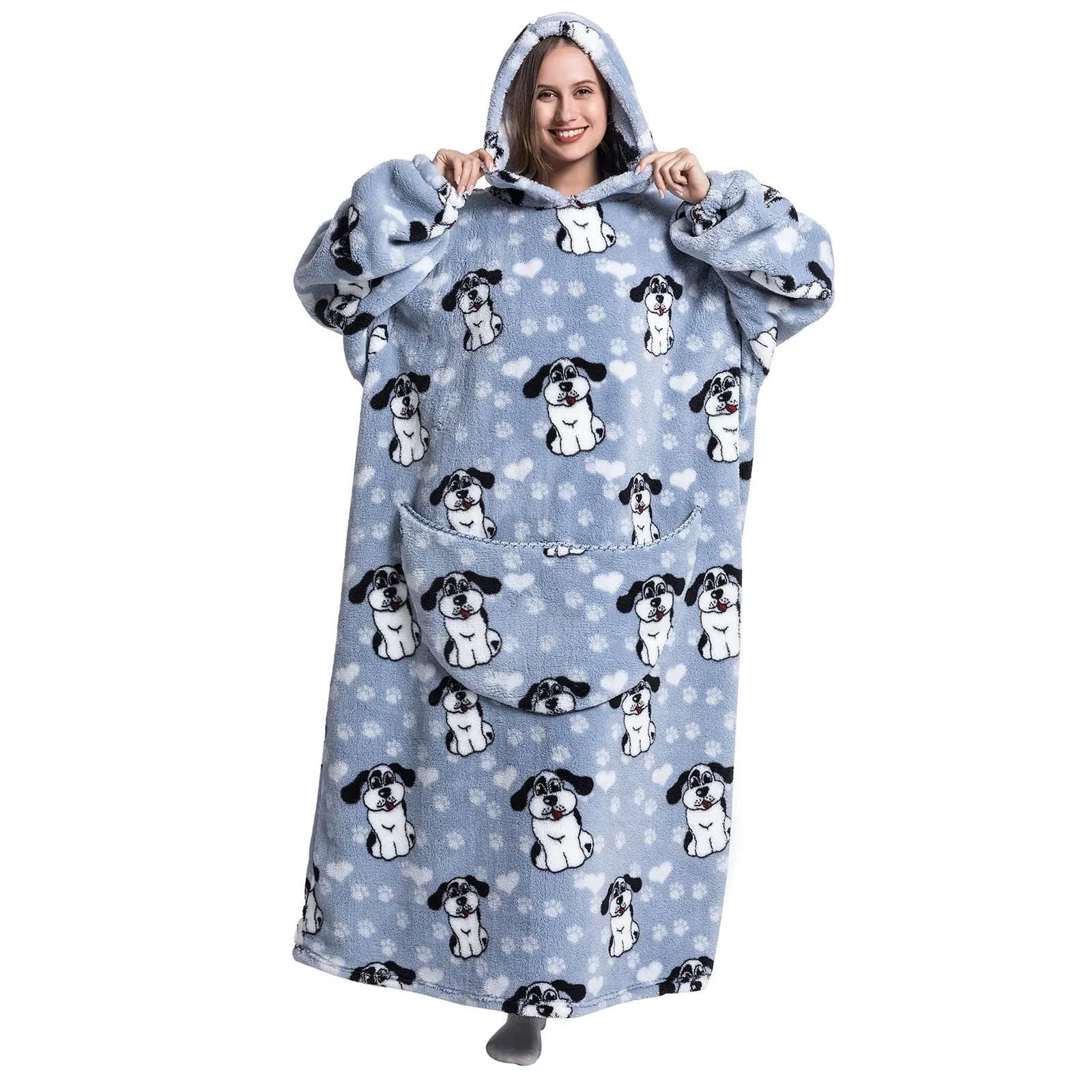 JOREAY Felpa con Cappuccio Coperta Oversize per Donna Uomo, Adulto e Adolescente, Colore Cane - immagine 3