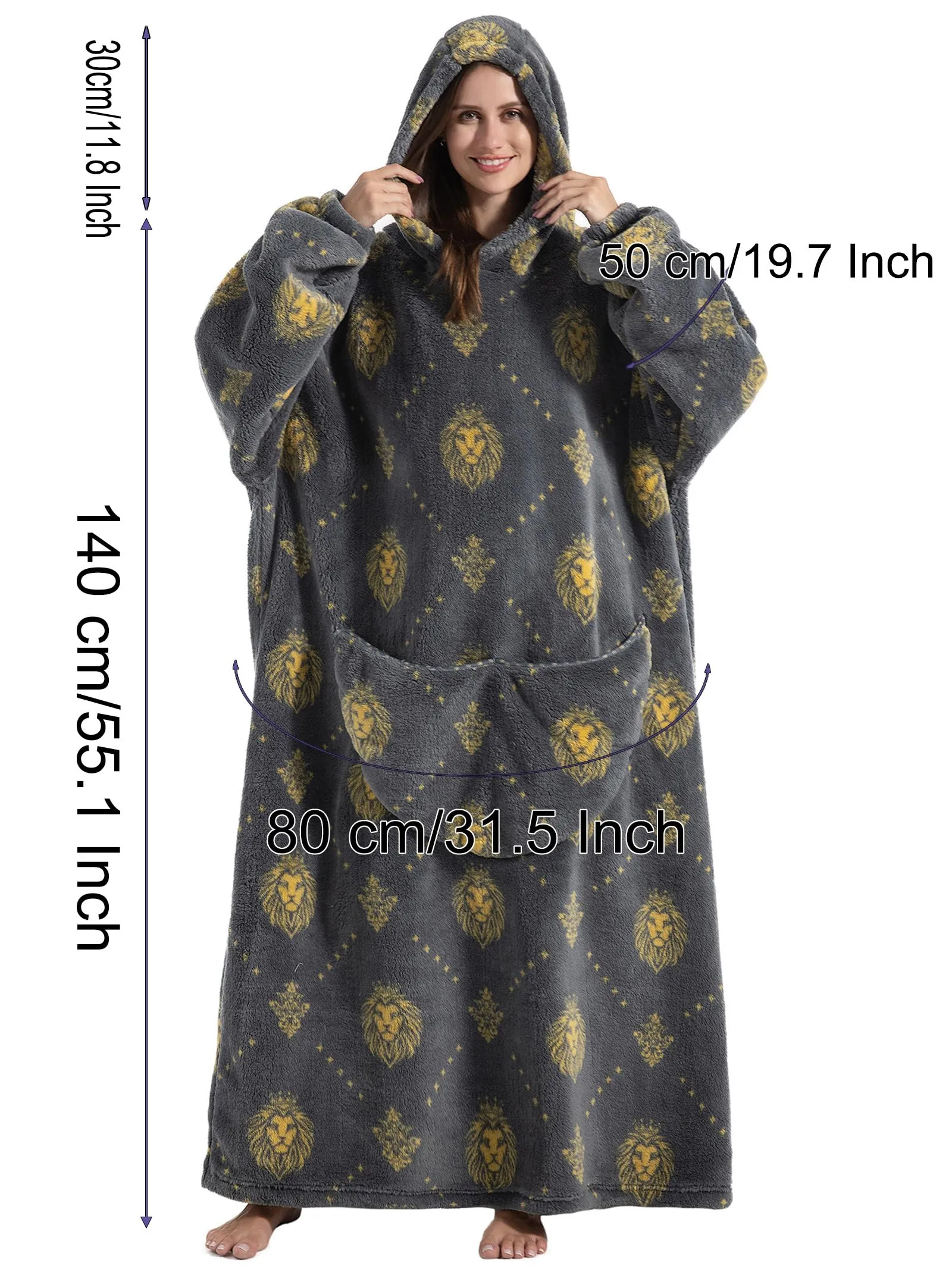 JOREAY Felpa con Cappuccio Coperta Oversize, Procione - immagine 6