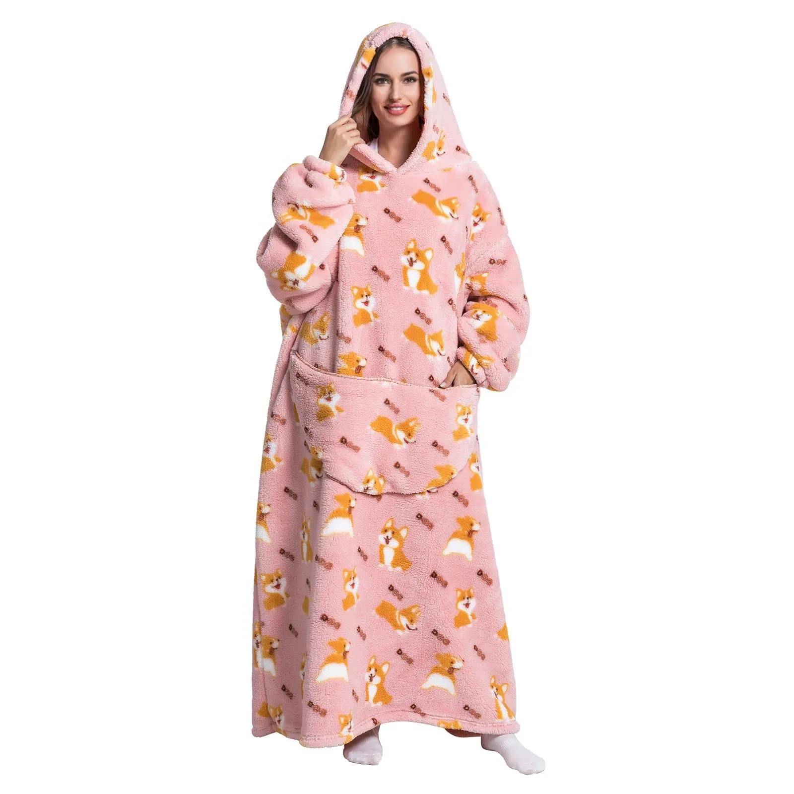 JOREAY Felpa con Cappuccio Coperta Oversize, Corgi - immagine 1