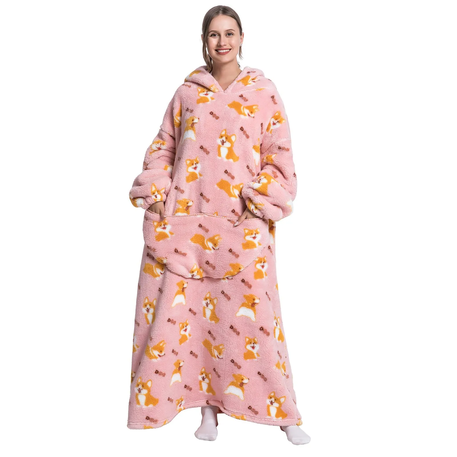 JOREAY Felpa con Cappuccio Coperta Oversize, Corgi - immagine 2