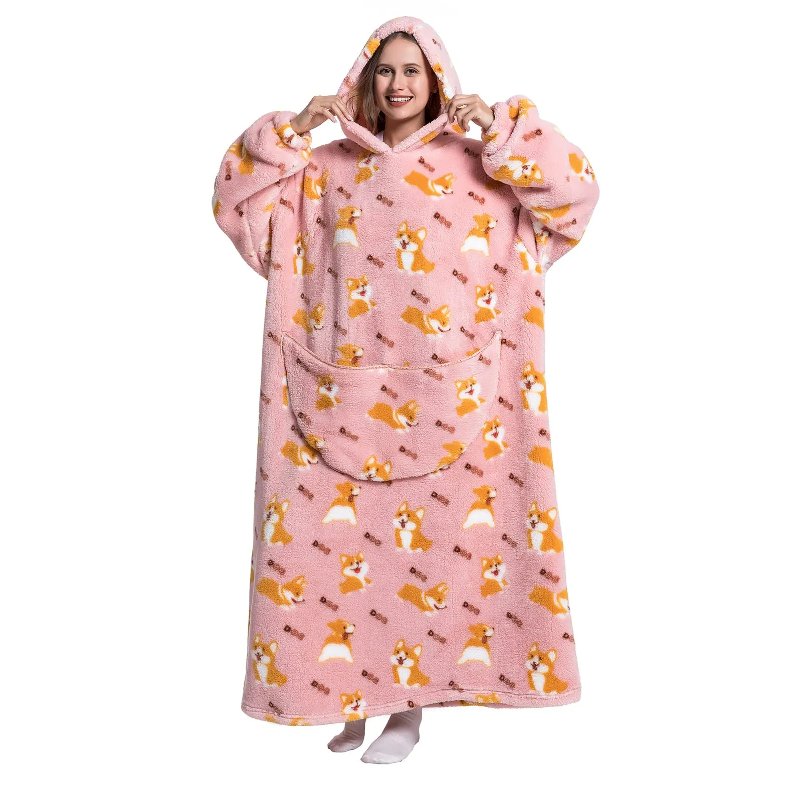 JOREAY Felpa con Cappuccio Coperta Oversize, Corgi - immagine 4