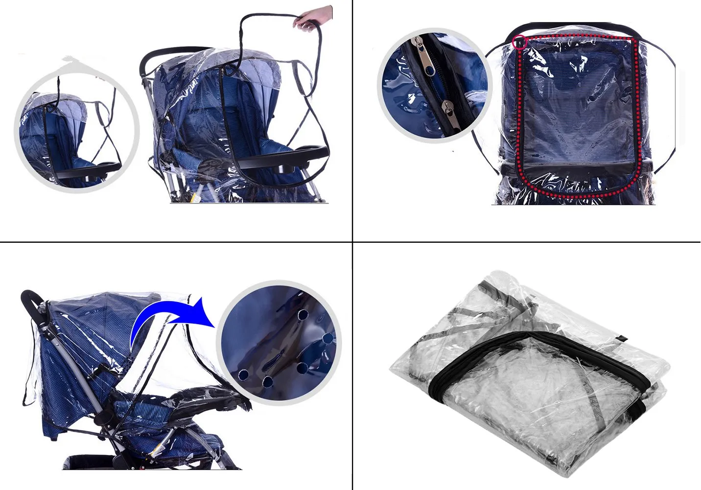 Tomkity Parapioggia Passeggino Universale Trasparente - immagine 3