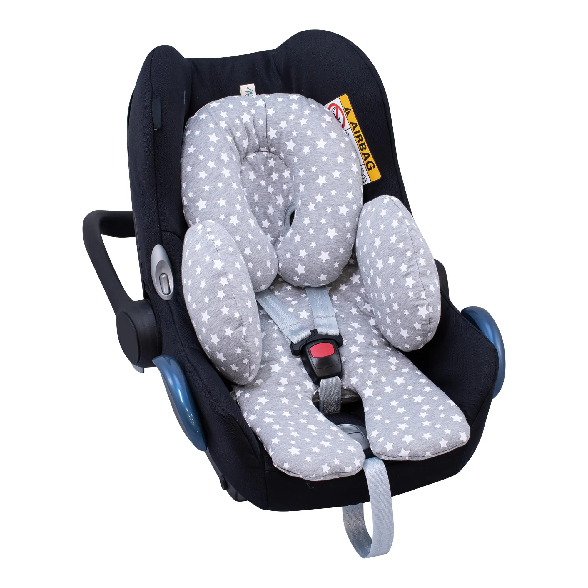 JYOKO Kids Riduttore Universale per Seggiolino Auto, Navicella e Ovetto in Cotone Bio Traspirante, Gruppo 0, White Star, 2 Pezzi - immagine 5
