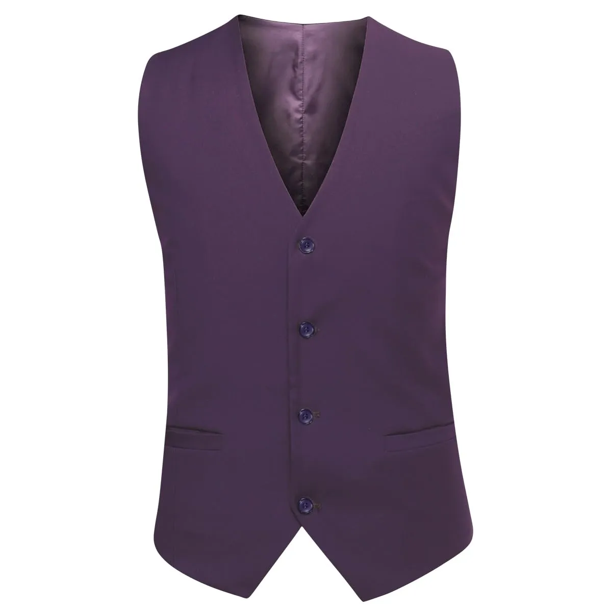 YOUTHUP Abito Uomo 3 Pezzi Slim Fit Blazer Panciotto Pantaloni - Viola - 3XL - immagine 2