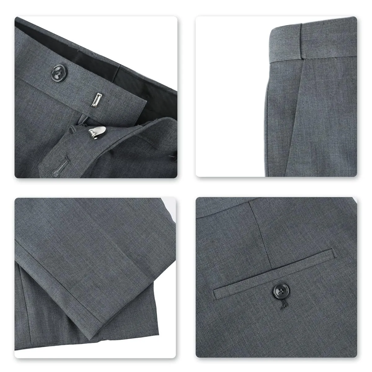 YOUTHUP Abito Uomo 3 Pezzi Slim Fit Blazer Panciotto Pantaloni - Grigio Scuro - L - immagine 6