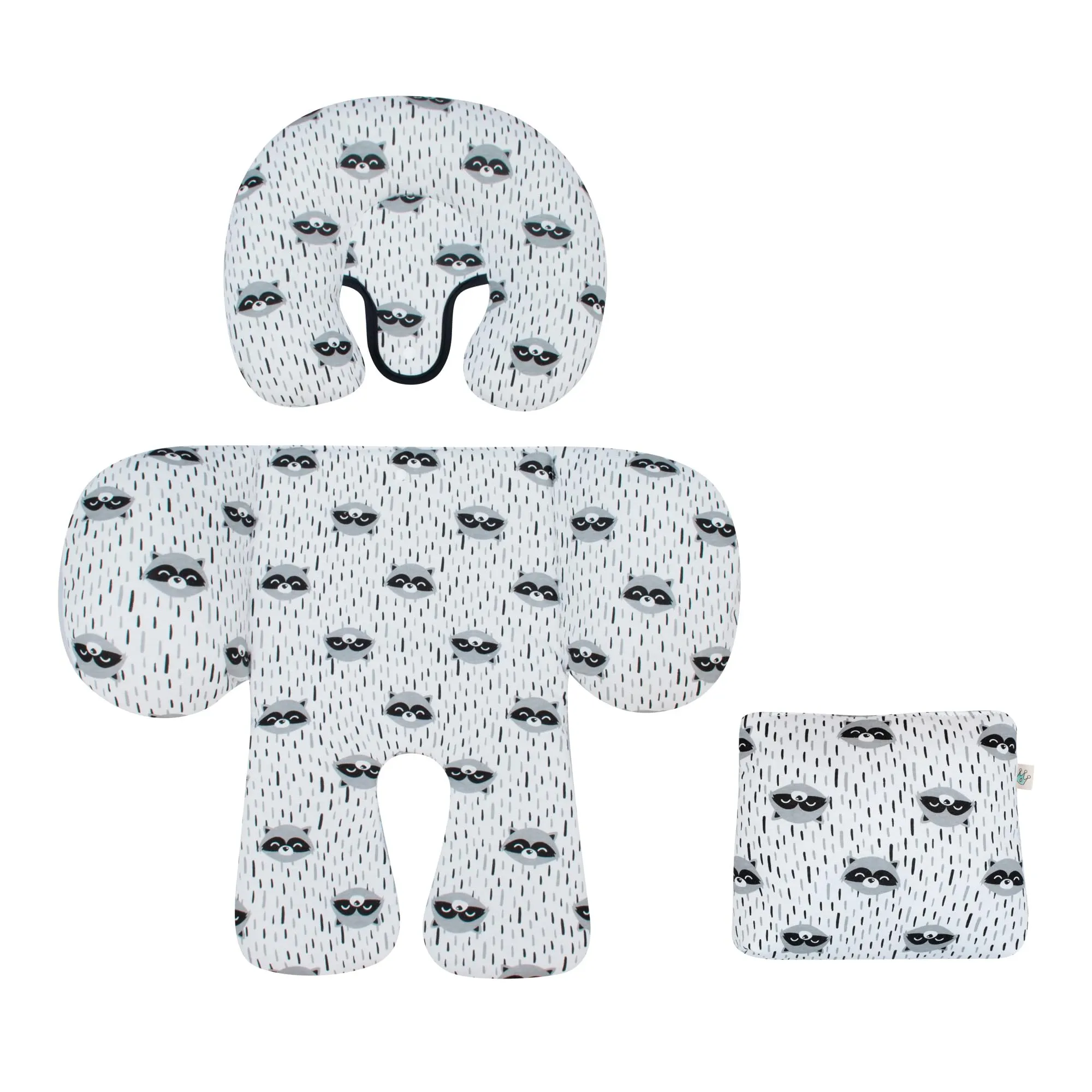 JYOKO Kids Riduttore Antiallergico Universale per Ovetto, Passeggino e Navicella, 100% Cotone, Raccoon, 3 Pezzi - immagine 6