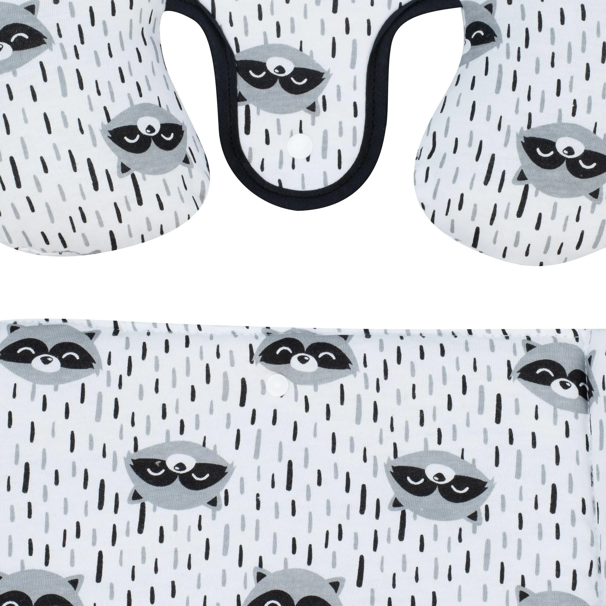 JYOKO Kids Riduttore Antiallergico Universale per Ovetto, Passeggino e Navicella, 100% Cotone, Raccoon, 3 Pezzi - immagine 8