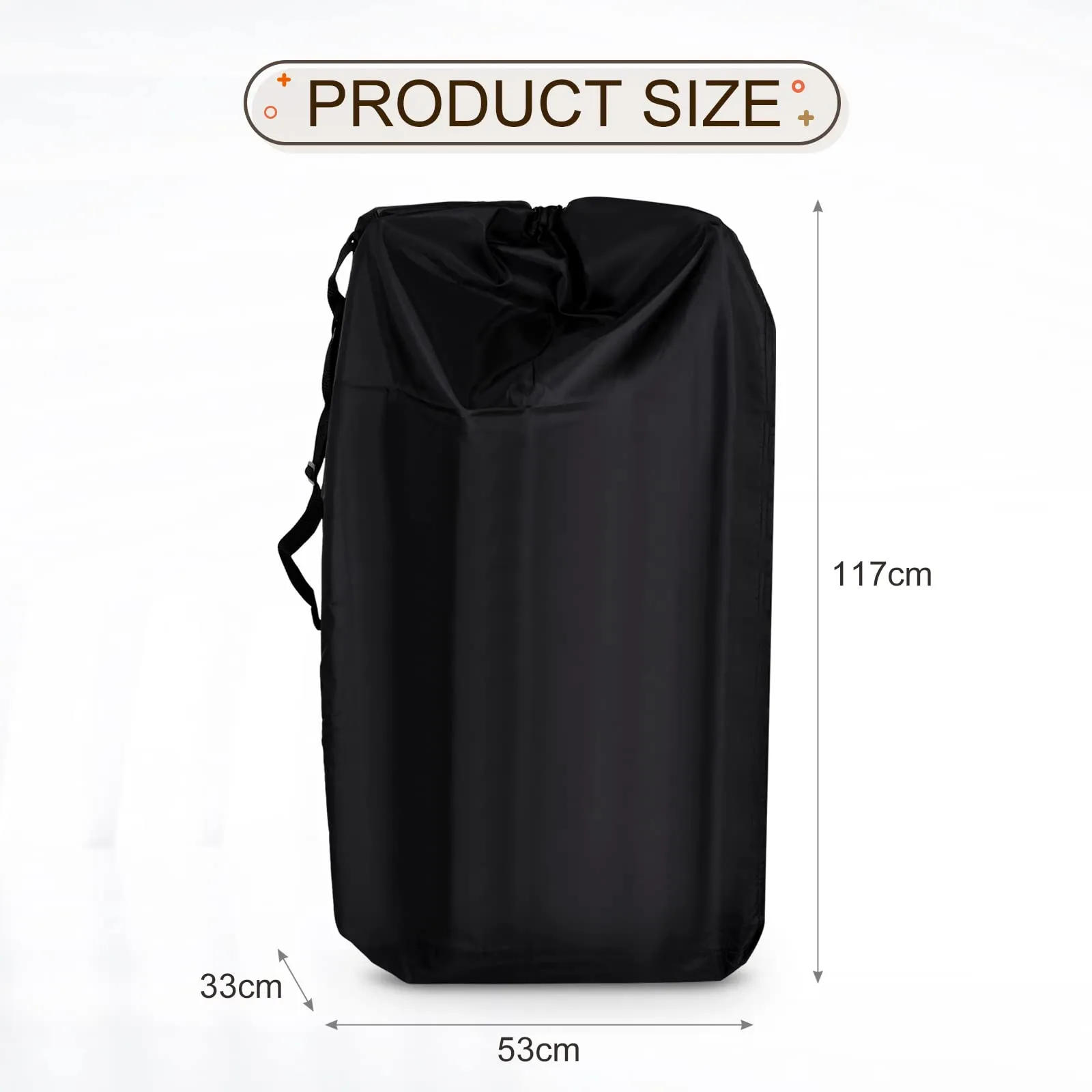 LIHAO Borsa da Viaggio per Passeggino con Tracolla, 117x53x33cm, Nero - immagine 2