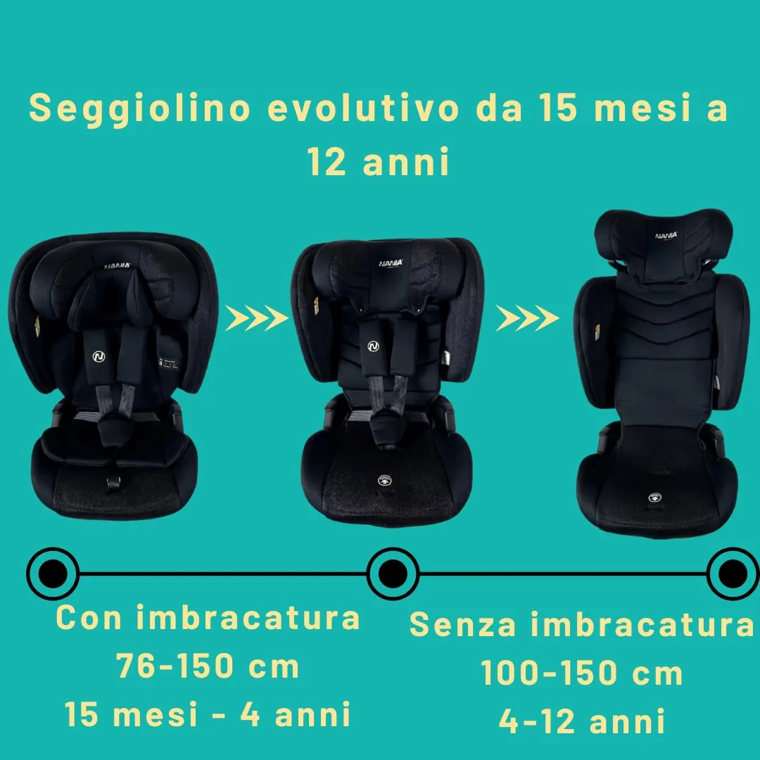 Nania Seggiolino Auto i-Size 76-150 cm Gruppo 1/2/3 (9-36 kg) Isofix, Reclinabile e Pieghevole con Protezione Laterale - immagine 6
