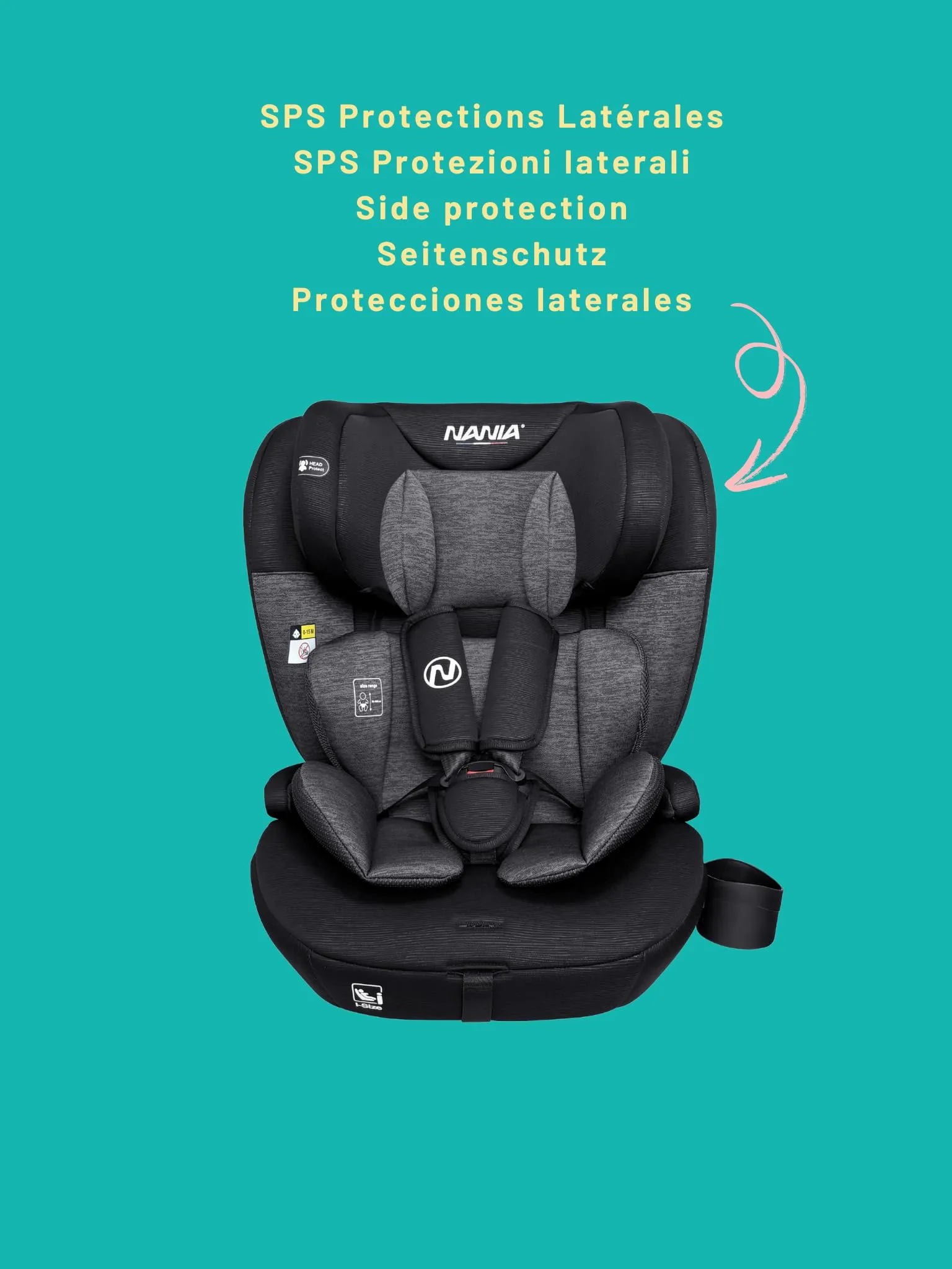 Nania Torino Seggiolino Auto 76-150 cm, 9-36 kg, Poggiatesta Regolabile e Protezione Laterale - immagine 5